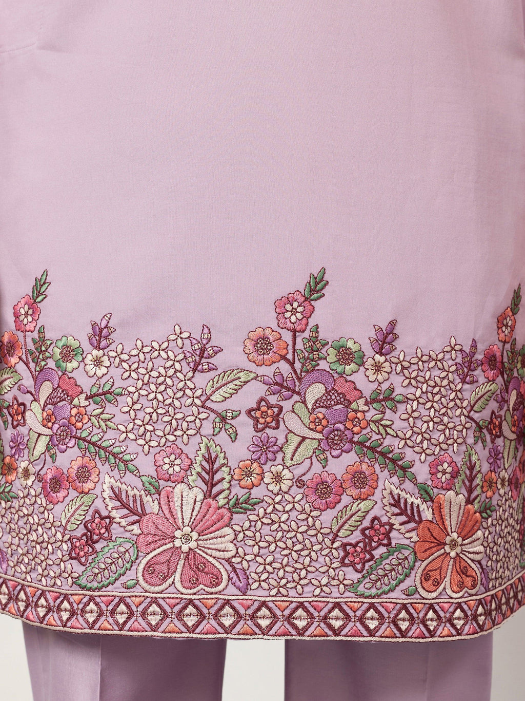 Graceful Lavender Embroidered Silk Function Wear Men’s Kurta Set