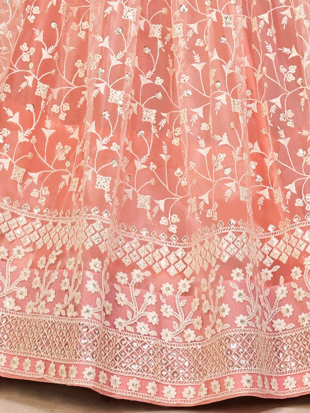 Pink Ravishing Light Thread Net Festive Wear Lehenga Choli