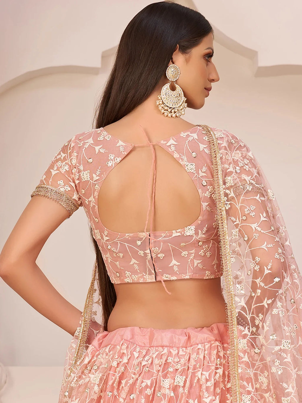 Pink Ravishing Light Thread Net Festive Wear Lehenga Choli