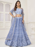 Gorgeous Light Blue Embroidered Net Engagement Wear Lehenga Choli