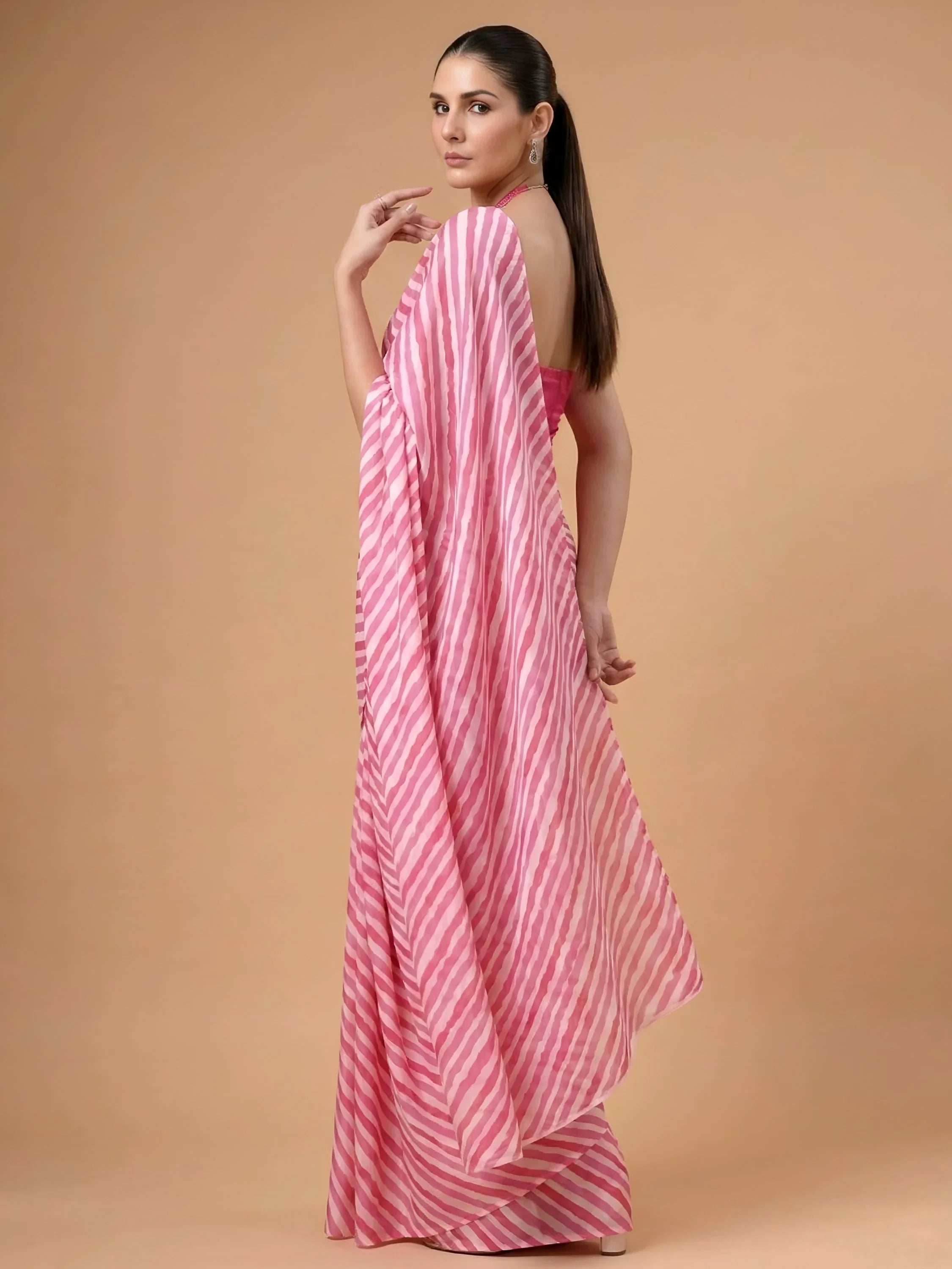 Pink Charming Digital Printed Satin Festive Wear Saree With Blouse