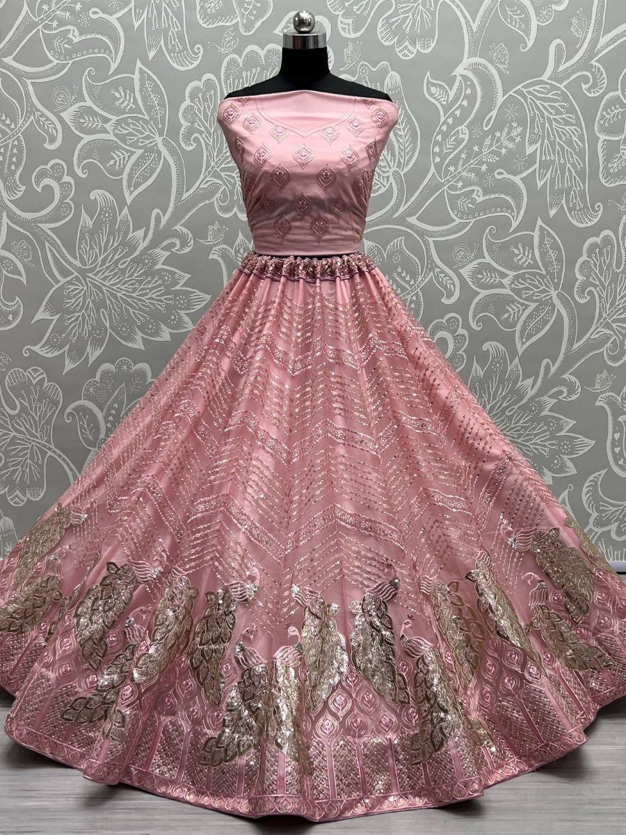 Pink Impressive Sequined Embroidery Wedding Wear Lehenga Choli
