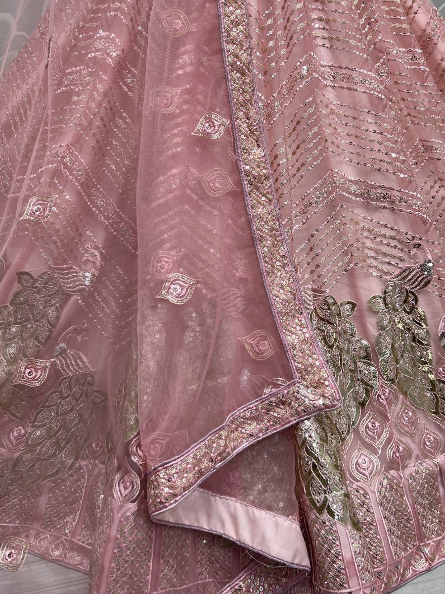 Pink Impressive Sequined Embroidery Wedding Wear Lehenga Choli