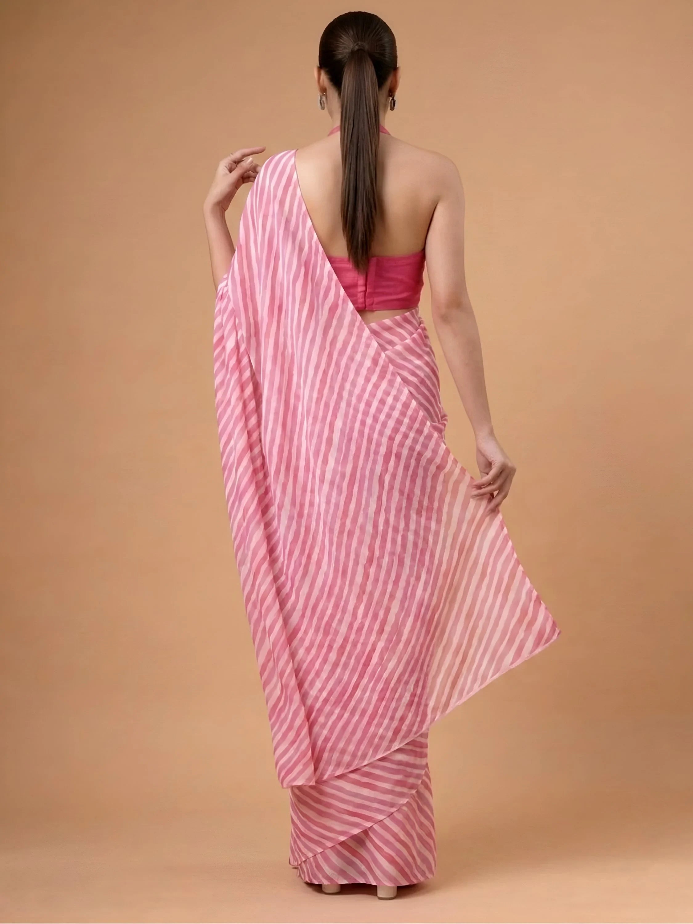 Pink Charming Digital Printed Satin Festive Wear Saree With Blouse