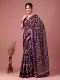 Wine Majestic Floral Printed Silk Casual Wear Saree With Blouse