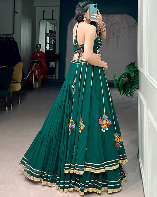 Traditional Green Color Lightweight  Navratri Lehenga Choli
