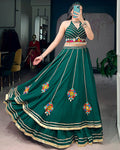 Traditional Green Color Lightweight  Navratri Lehenga Choli
