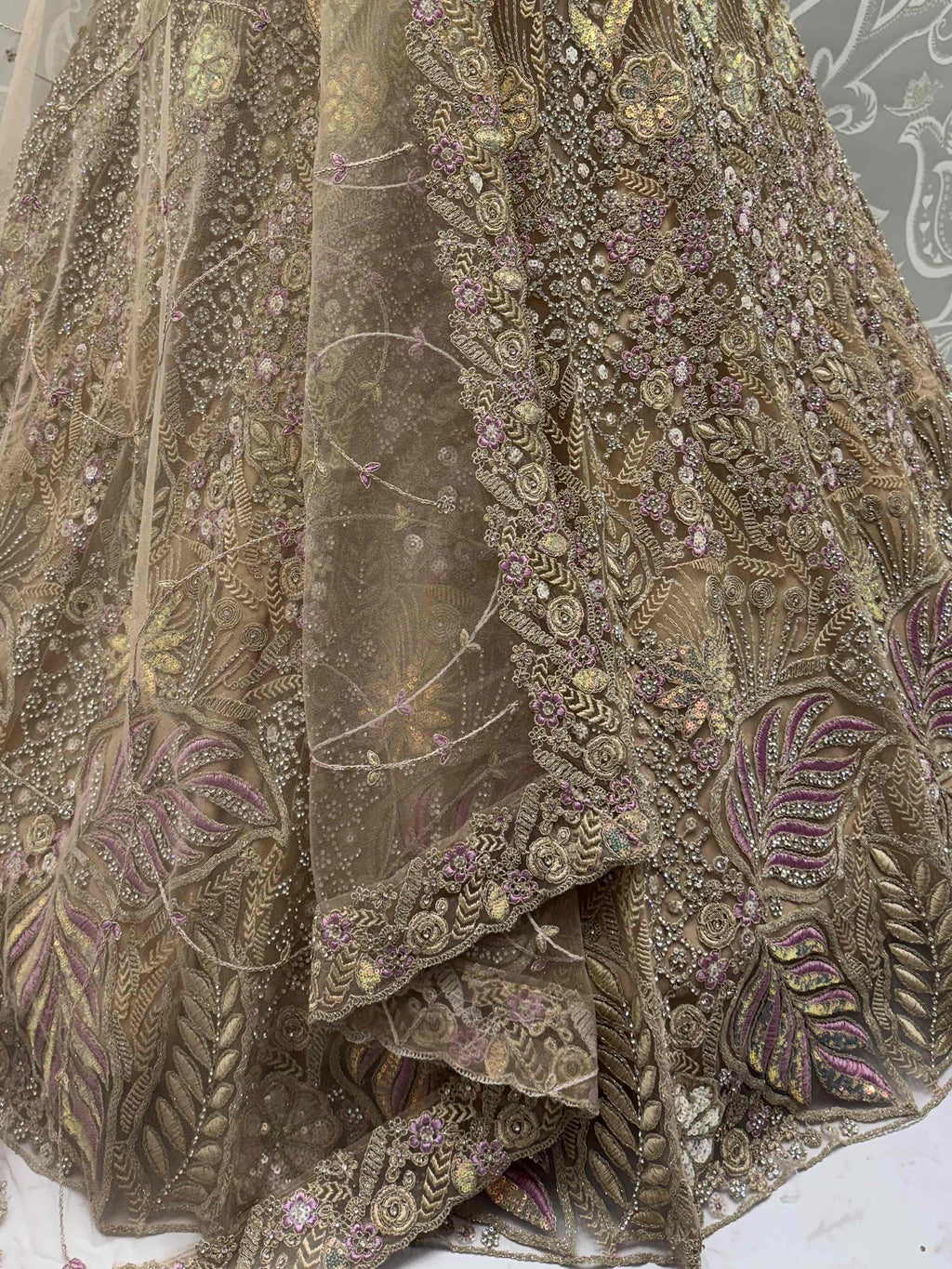 Beautiful Golden Net Sequins Bridal Wear Lehenga Choli With Dupatta
