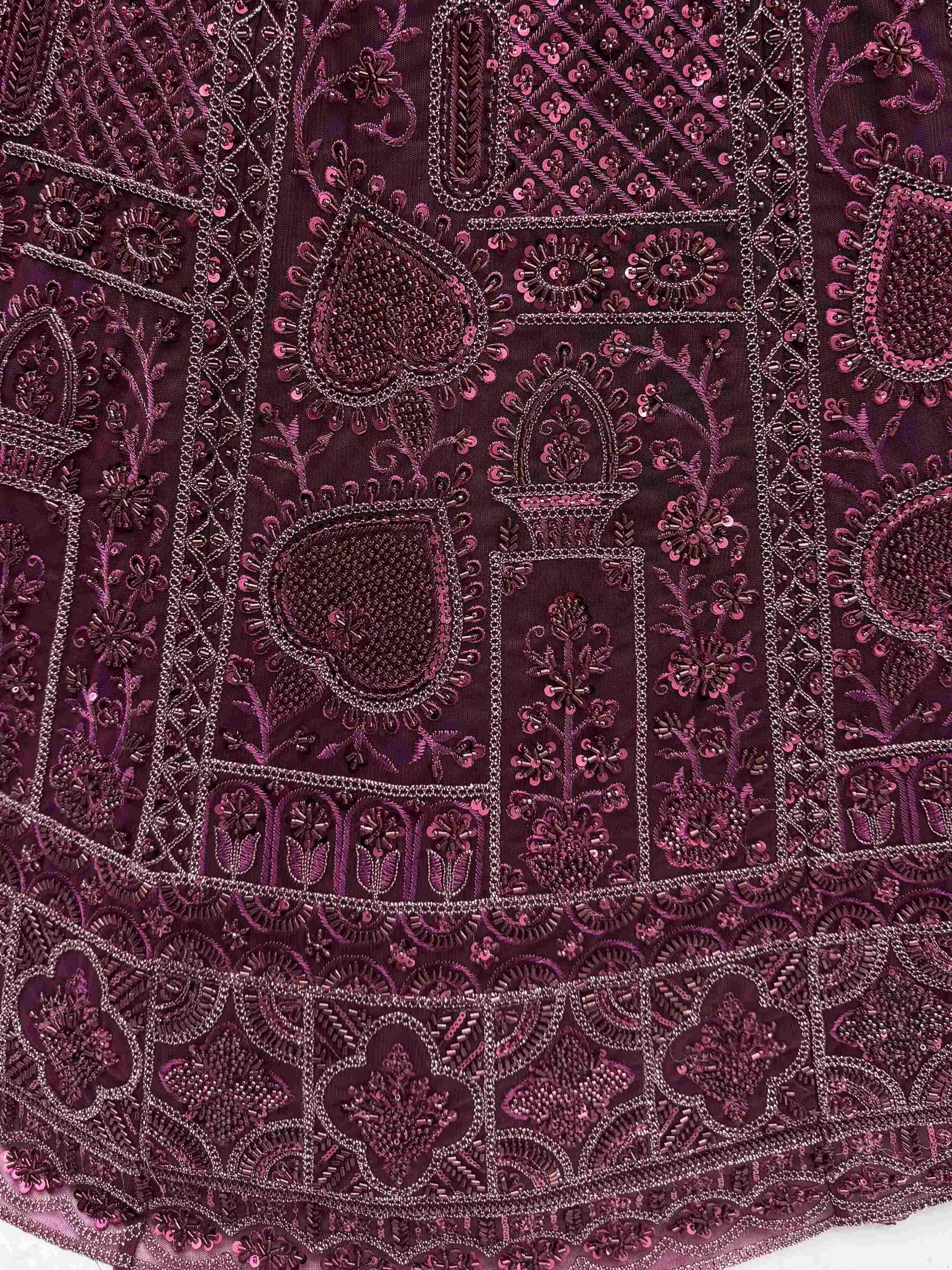 Purple Stunning Net Dori Embroidered Lehenga Choli With Dupatta