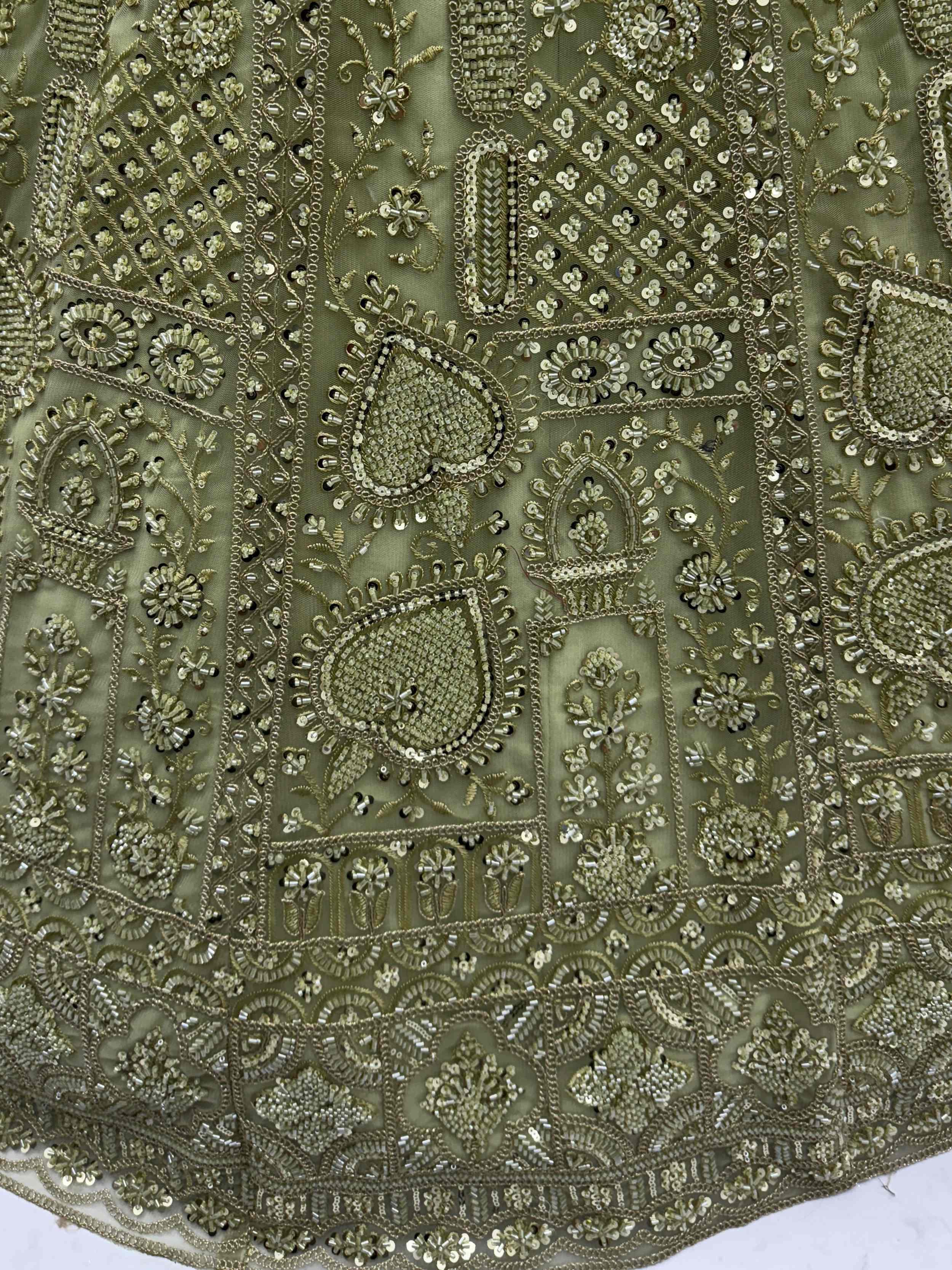 Green Stunning Net Dori Embroidered Lehenga Choli With Dupatta