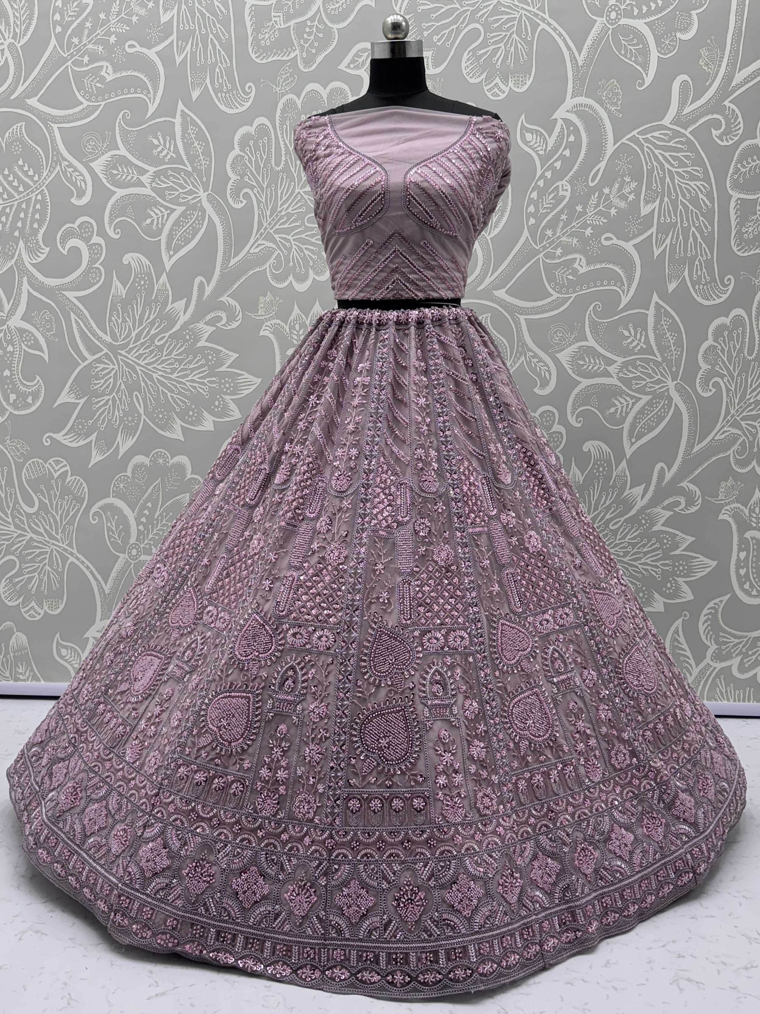 Pink Stunning Net Dori Embroidered Lehenga Choli With Dupatta