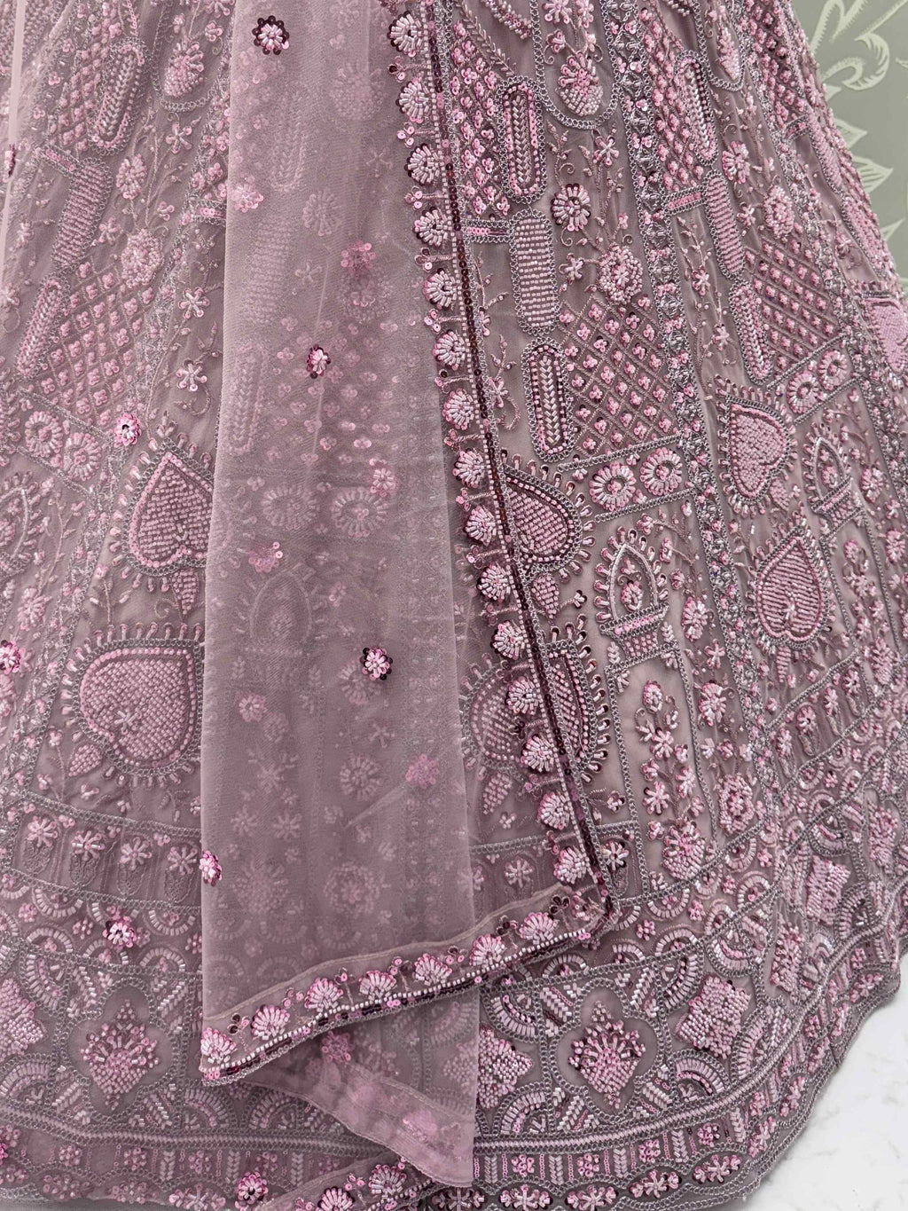 Pink Stunning Net Dori Embroidered Lehenga Choli With Dupatta