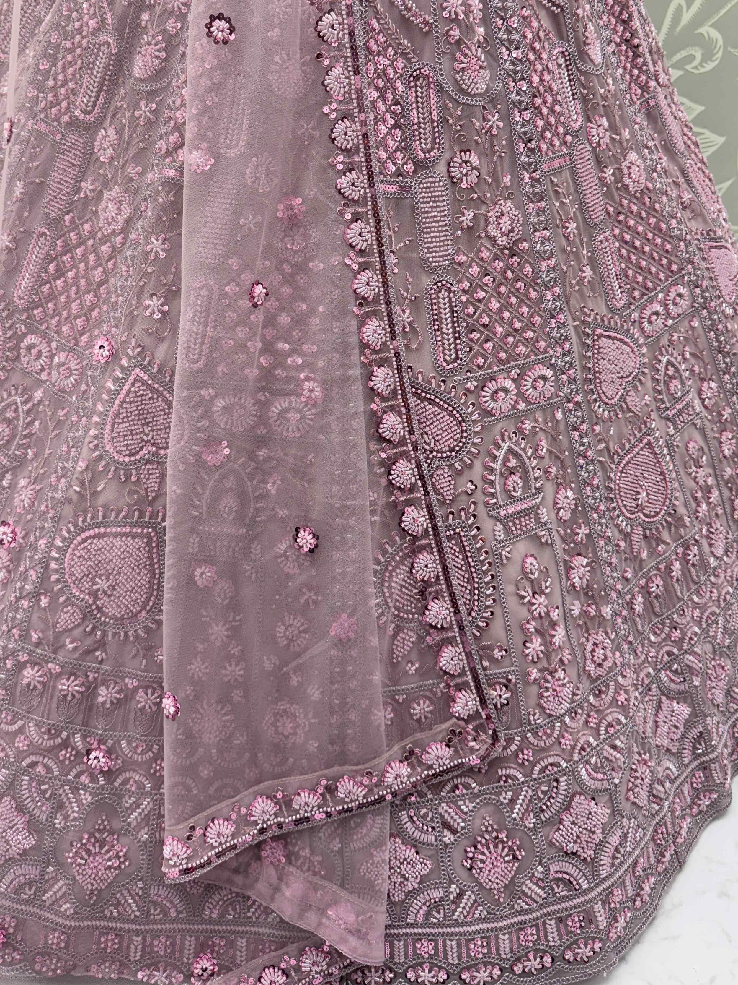 Pink Stunning Net Dori Embroidered Lehenga Choli With Dupatta