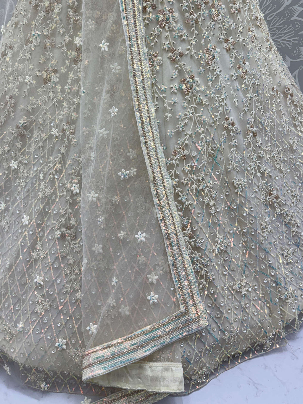 White Fantastic Net Multi-Thread Work Wedding Lehenga Choli