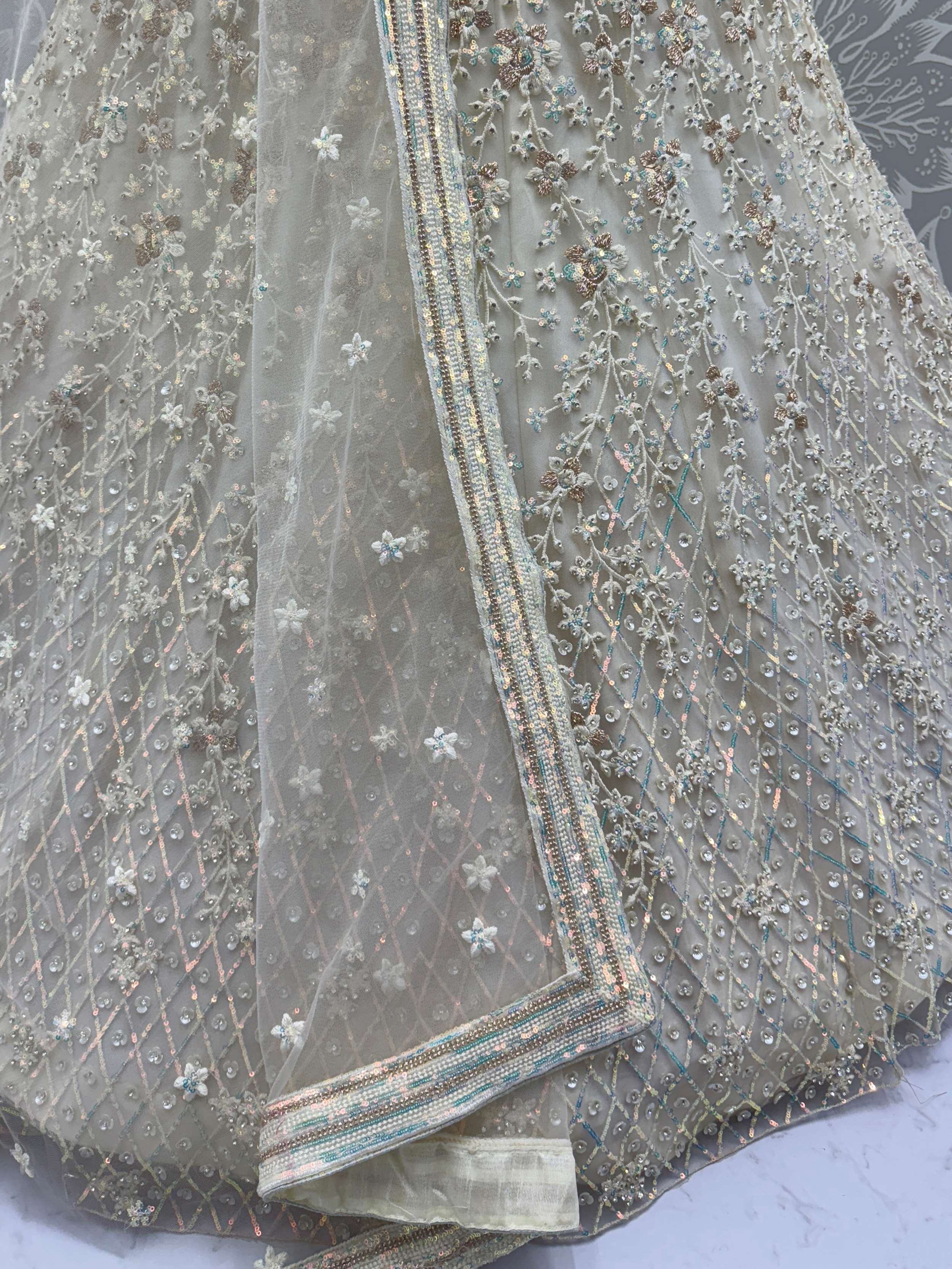 White Fantastic Net Multi-Thread Work Wedding Lehenga Choli