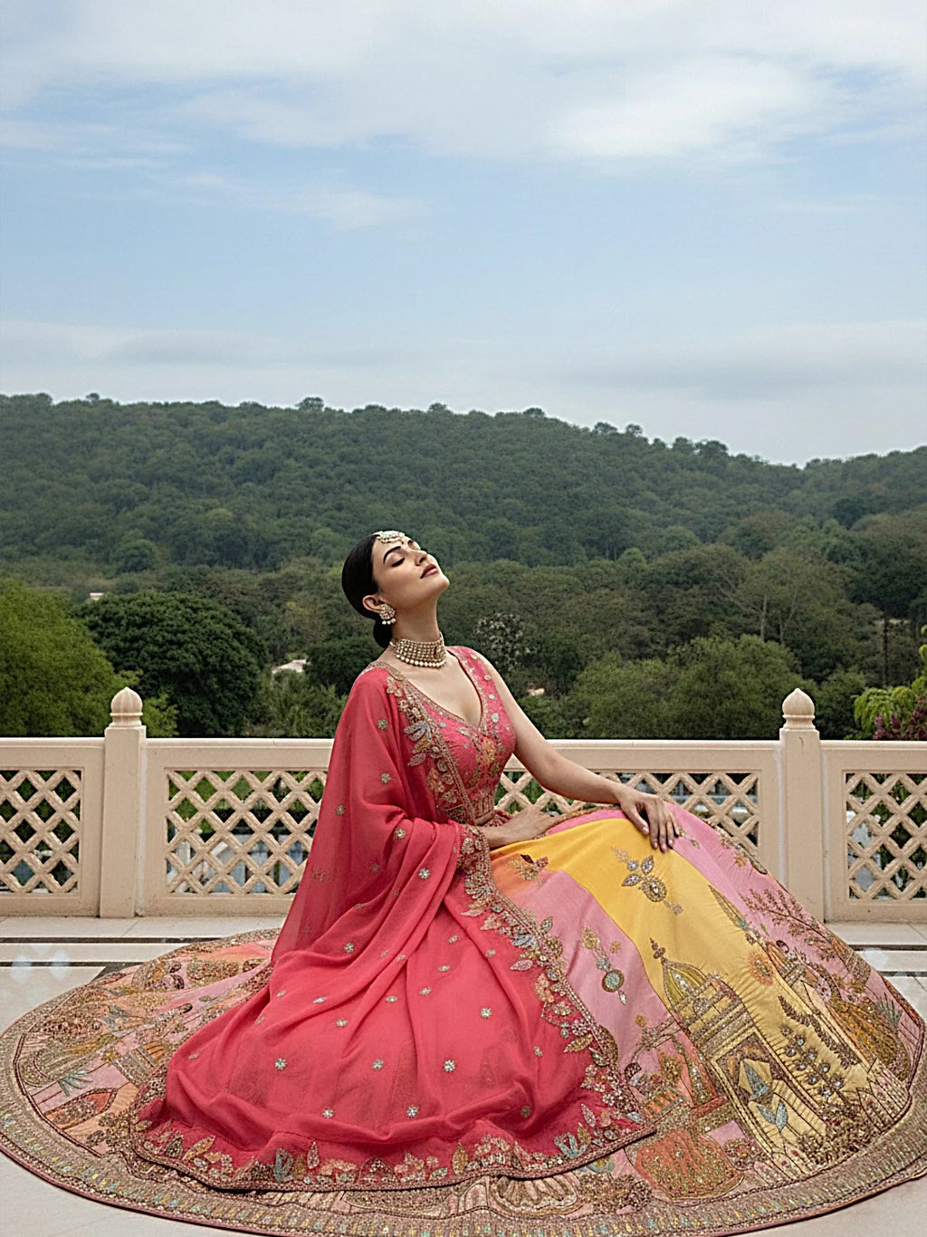 Precious Pink Thread Embroidered Silk Bridesmaid Lehenga Choli