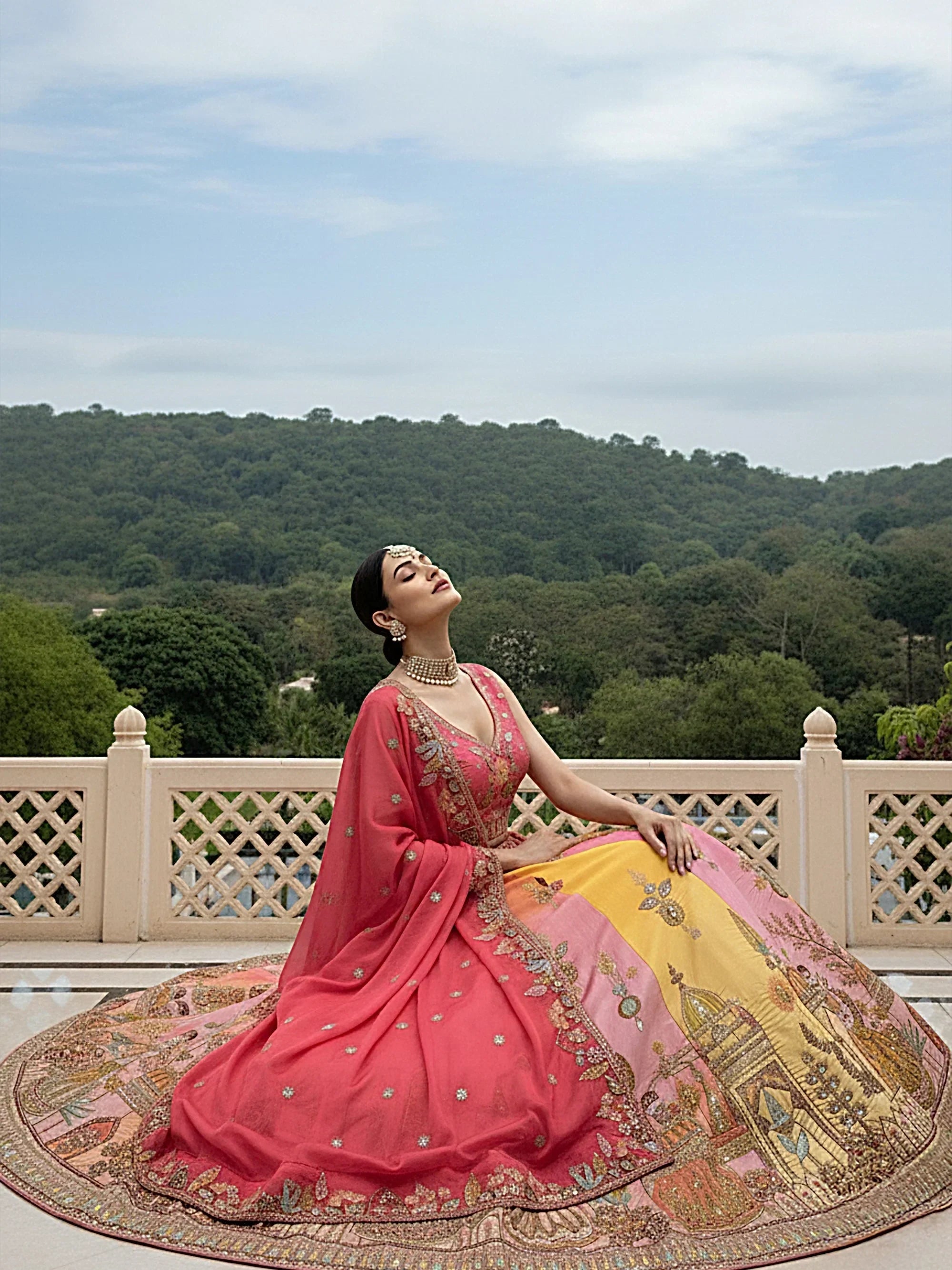 Precious Pink Thread Embroidered Silk Bridesmaid Lehenga Choli