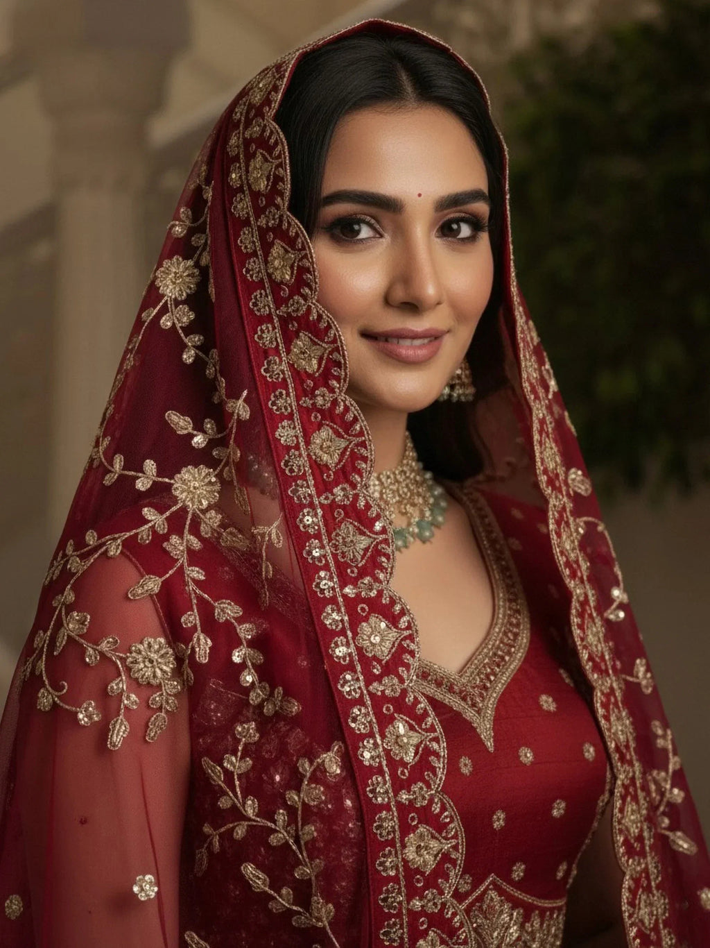 Red Awesome Mirror Handwork Silk Bridal Wear Lehenga Choli