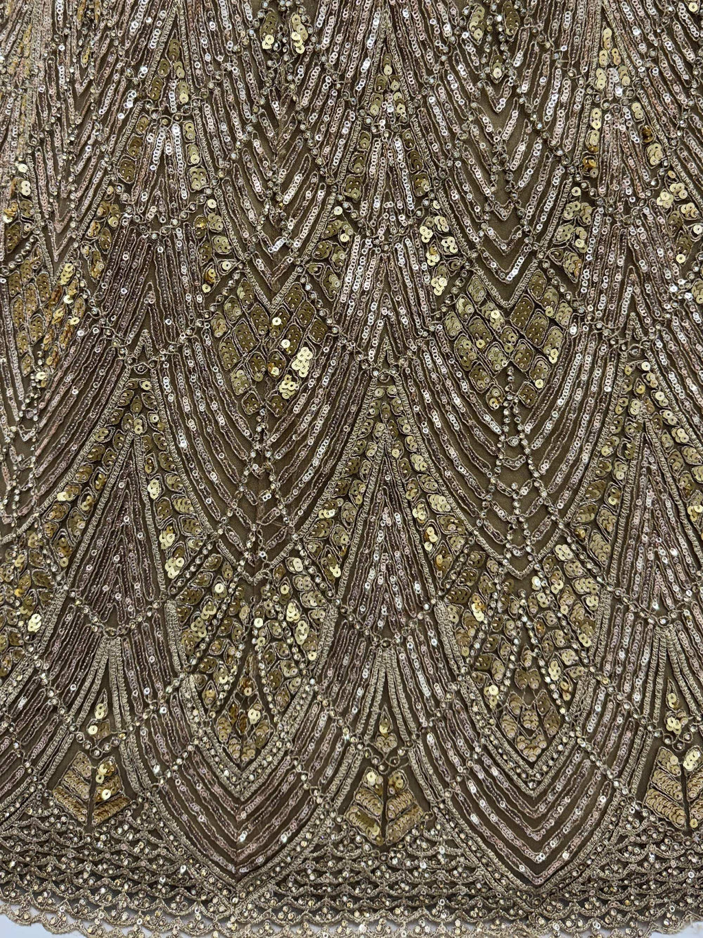Wonderful Golden Sequins Embroidered Net Reception Wear Lehenga Choli