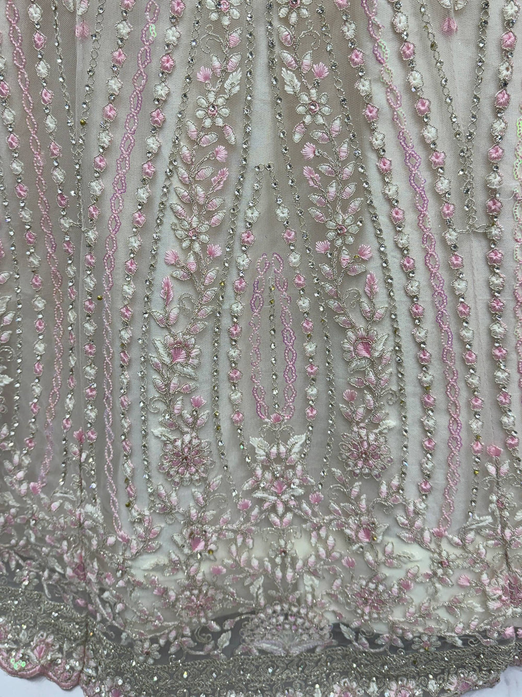 Impressive White Diamond Work Net Reception Wear Lehenga Choli