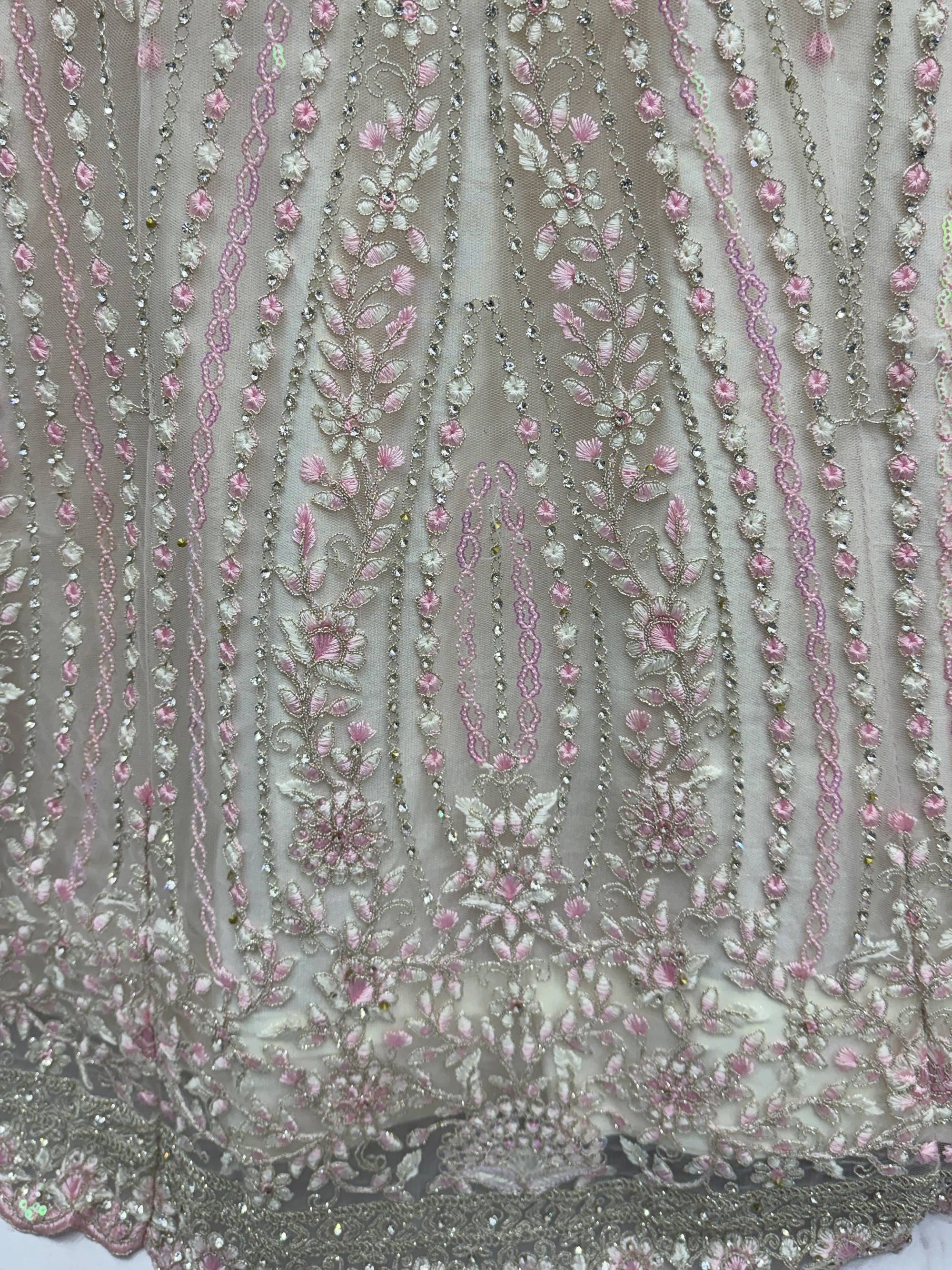 Impressive White Diamond Work Net Reception Wear Lehenga Choli