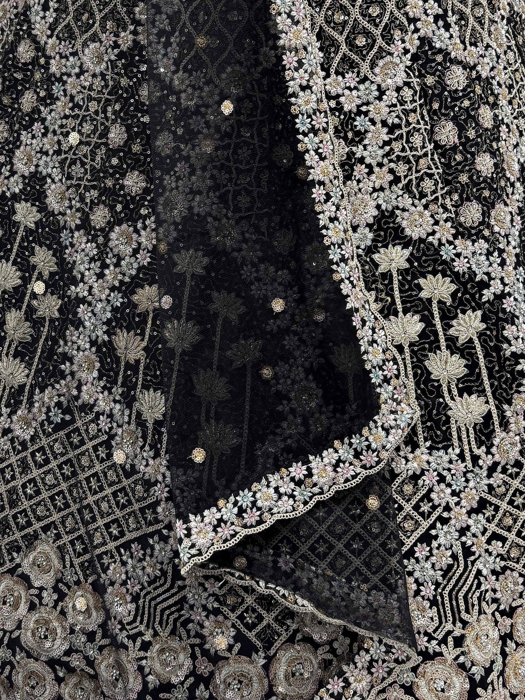 Incredible Black Sequins Embroidered Net Reception Wear Lehenga Choli