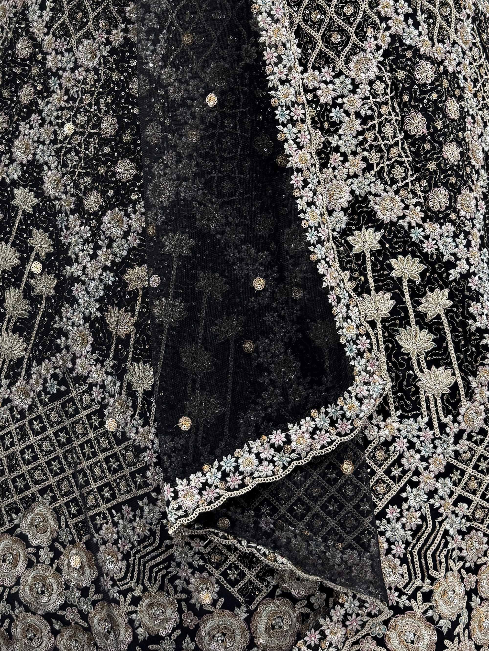 Incredible Black Sequins Embroidered Net Reception Wear Lehenga Choli