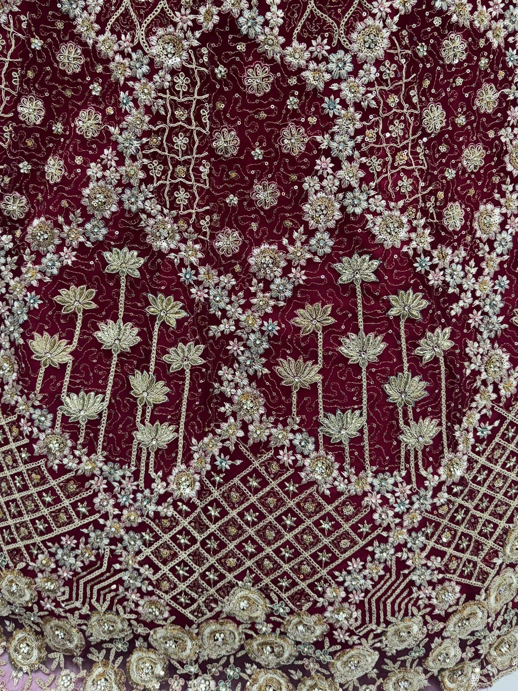Pink Classic Thread Embroidered Silk Wedding Wear Lehenga Choli