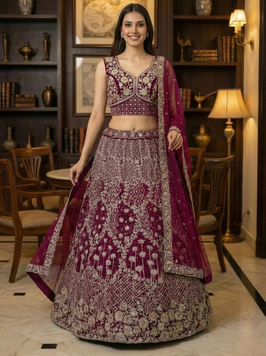 Pink Classic Thread Embroidered Silk Wedding Wear Lehenga Choli