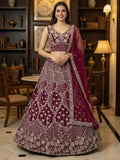 Pink Classic Thread Embroidered Silk Wedding Wear Lehenga Choli