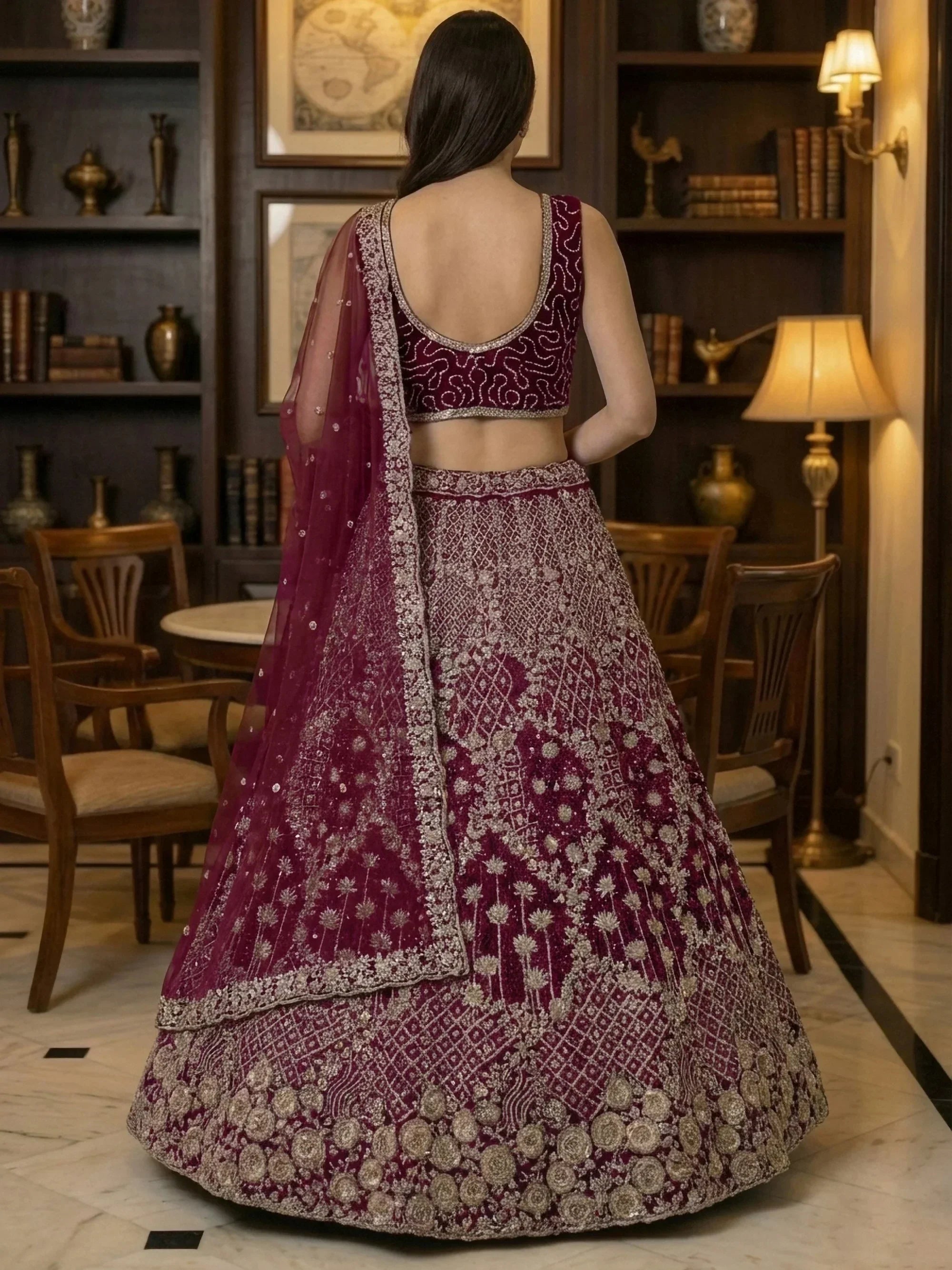 Pink Classic Thread Embroidered Silk Wedding Wear Lehenga Choli