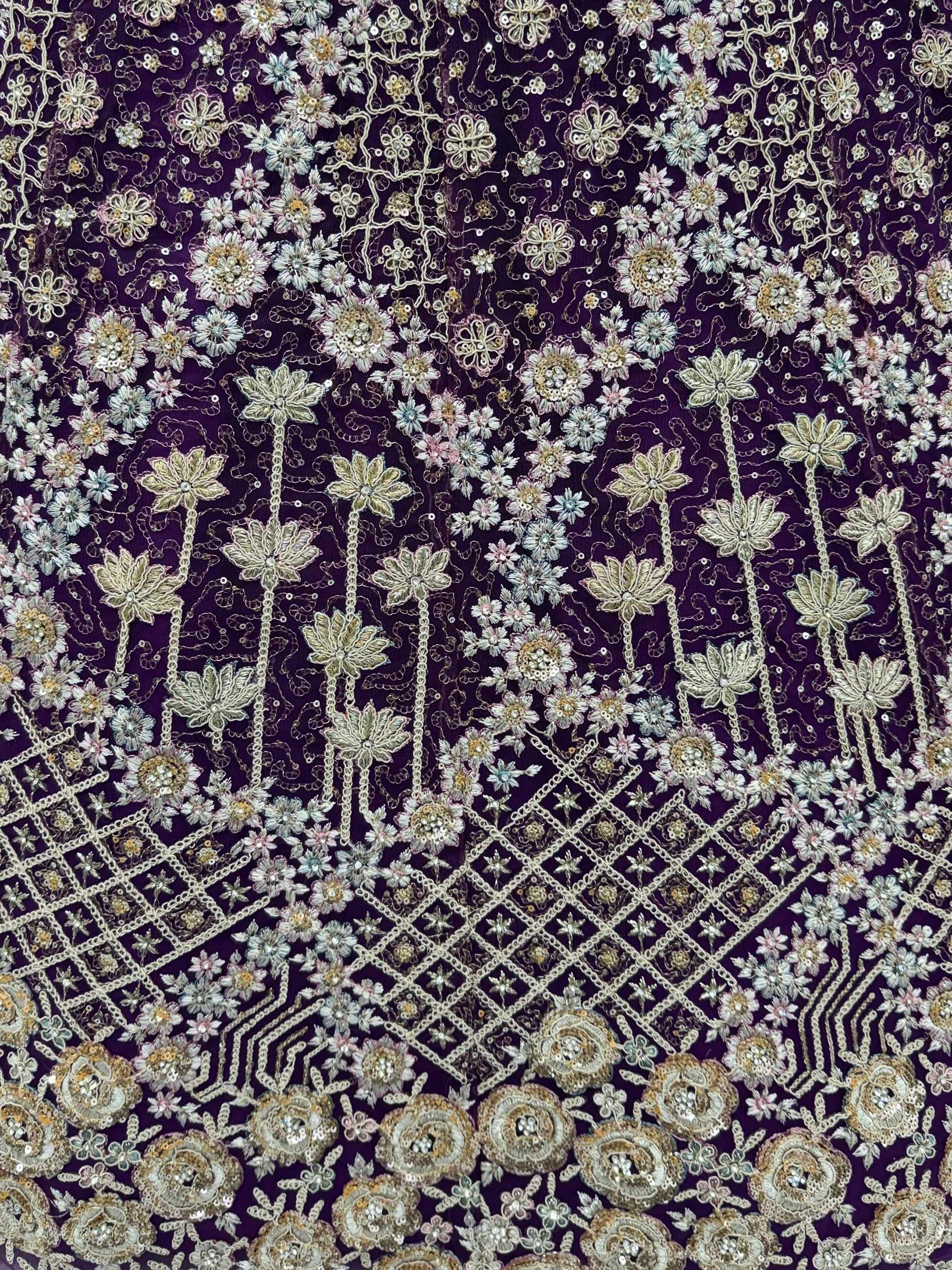 Wine Classic Thread Embroidered Silk Wedding Wear Lehenga Choli