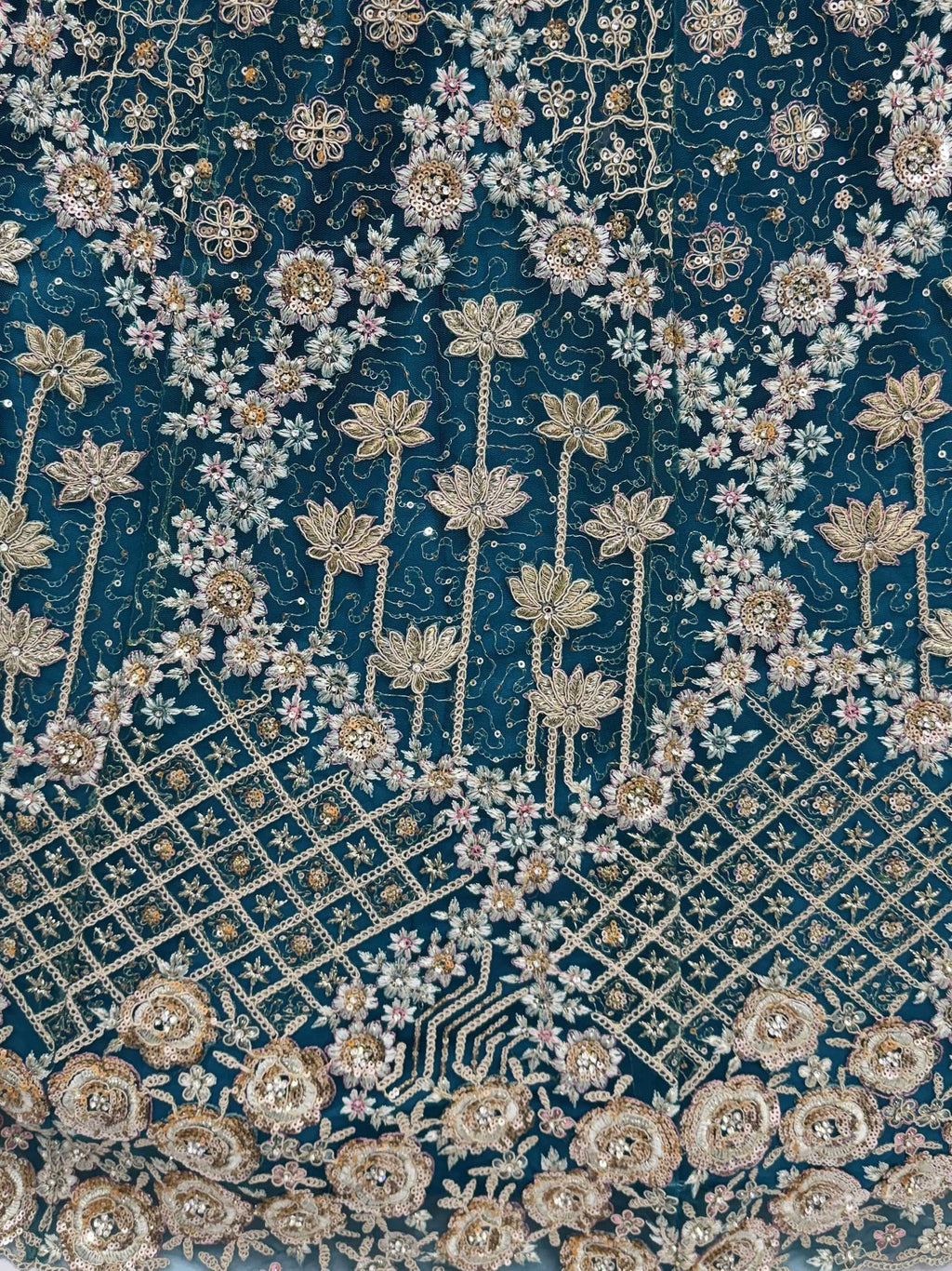 Blue Classic Thread Embroidered Silk Wedding Wear Lehenga Choli