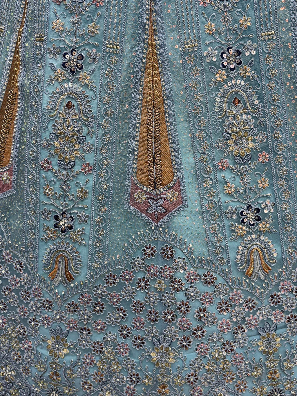 Blue Stylish Dori Embroidered Net Reception Wear Lehenga Choli