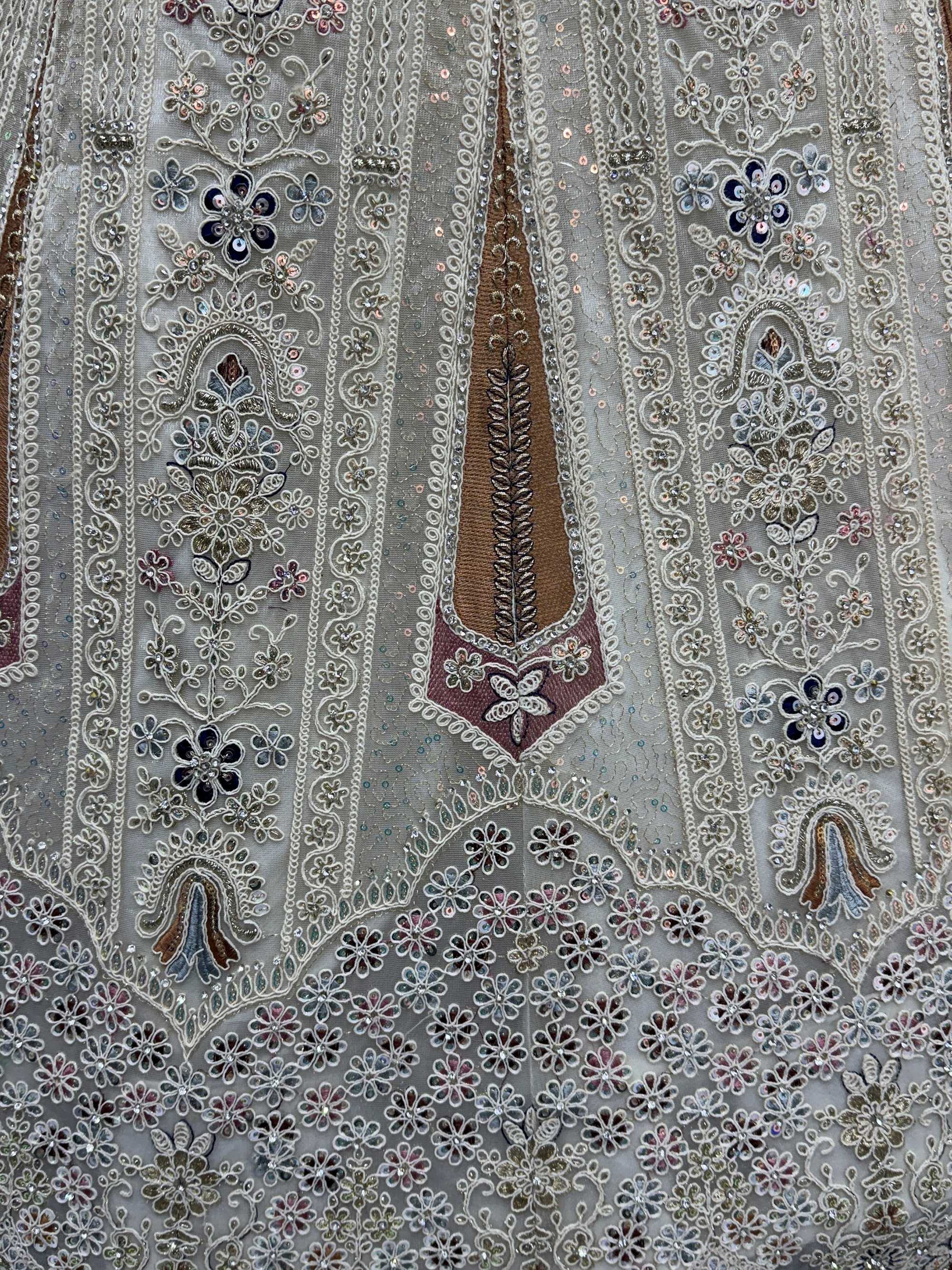 White Stylish Dori Embroidered Net Reception Wear Lehenga Choli