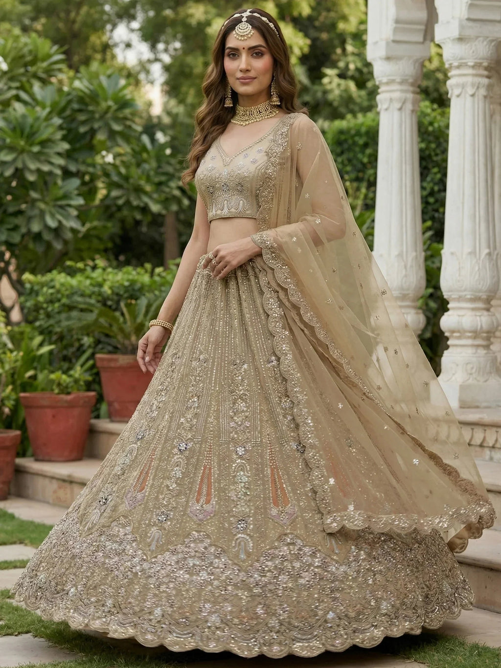 Gorgeous Stylish Dori Embroidered Net Reception Wear Lehenga Choli
