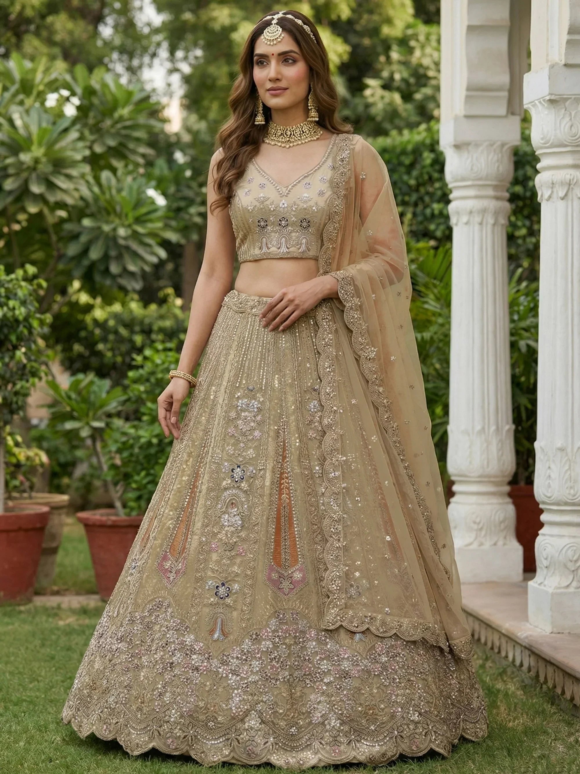 Gorgeous Stylish Dori Embroidered Net Reception Wear Lehenga Choli