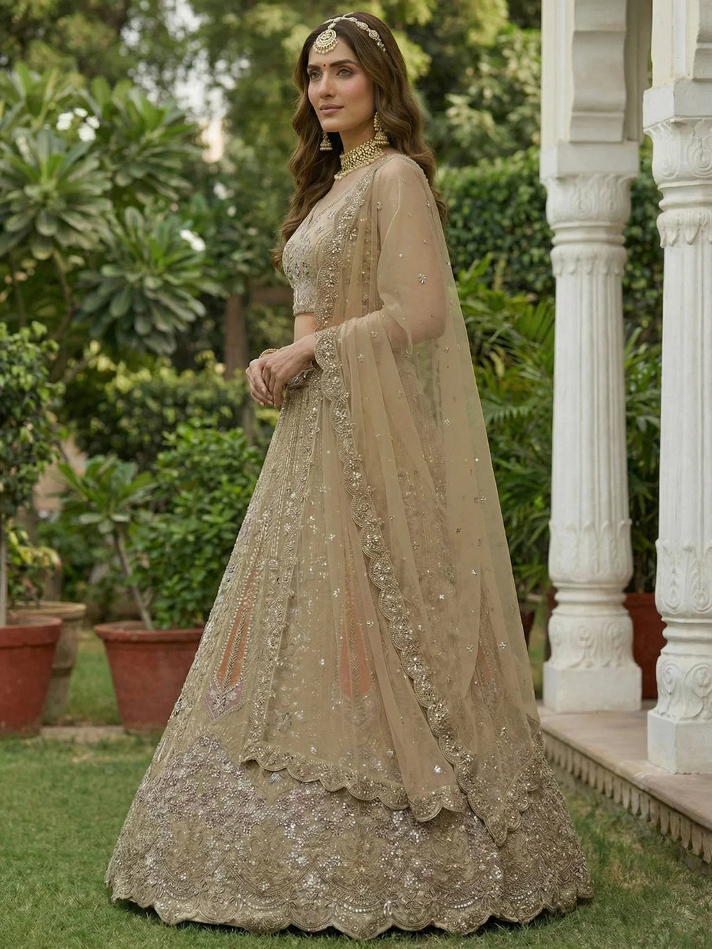 Gorgeous Stylish Dori Embroidered Net Reception Wear Lehenga Choli