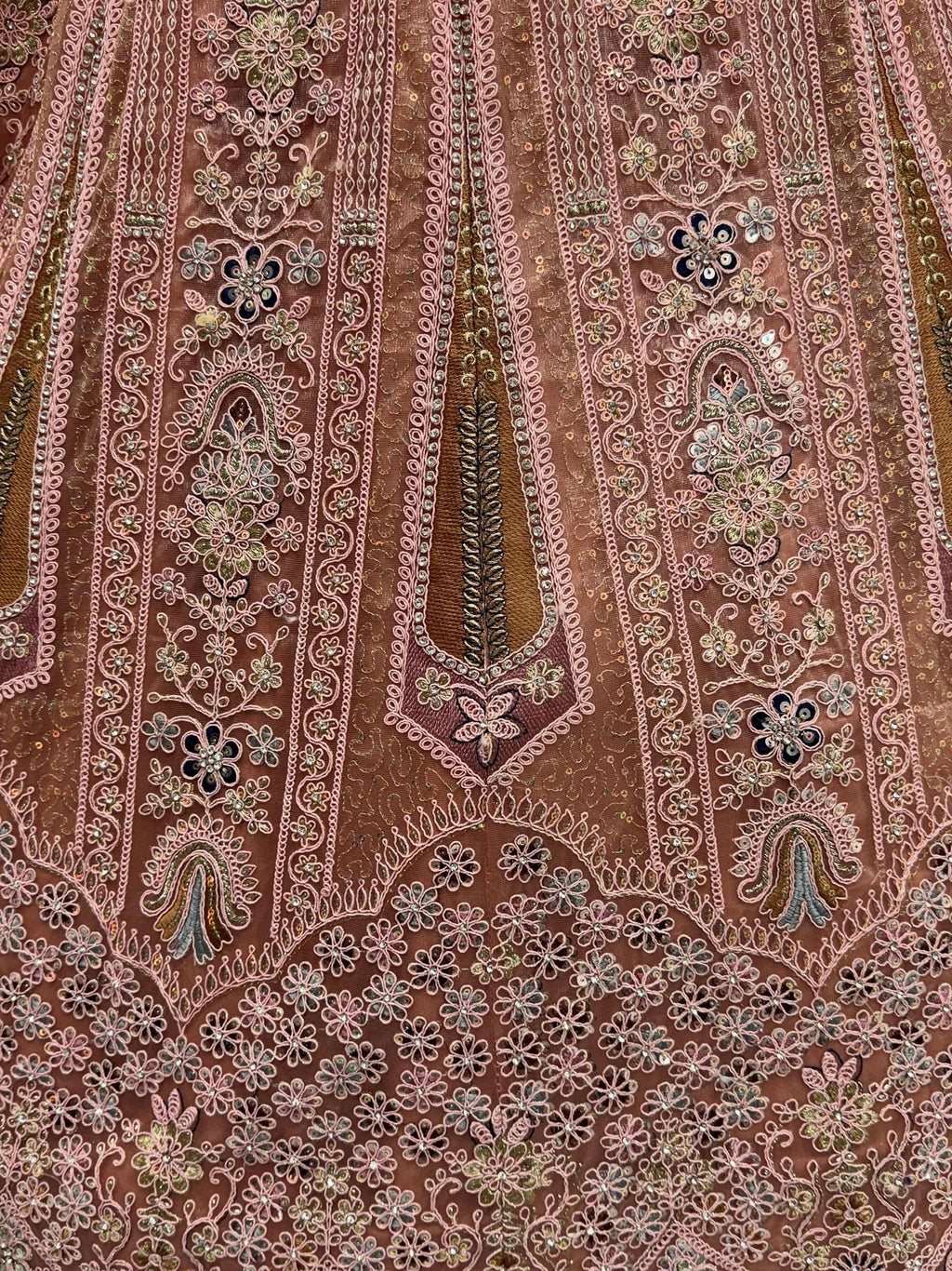Peach Stylish Dori Embroidered Net Reception Wear Lehenga Choli