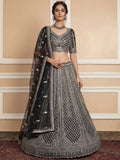 Black Glamorous Sequins Embroidered Net Wedding Wear Lehenga Choli