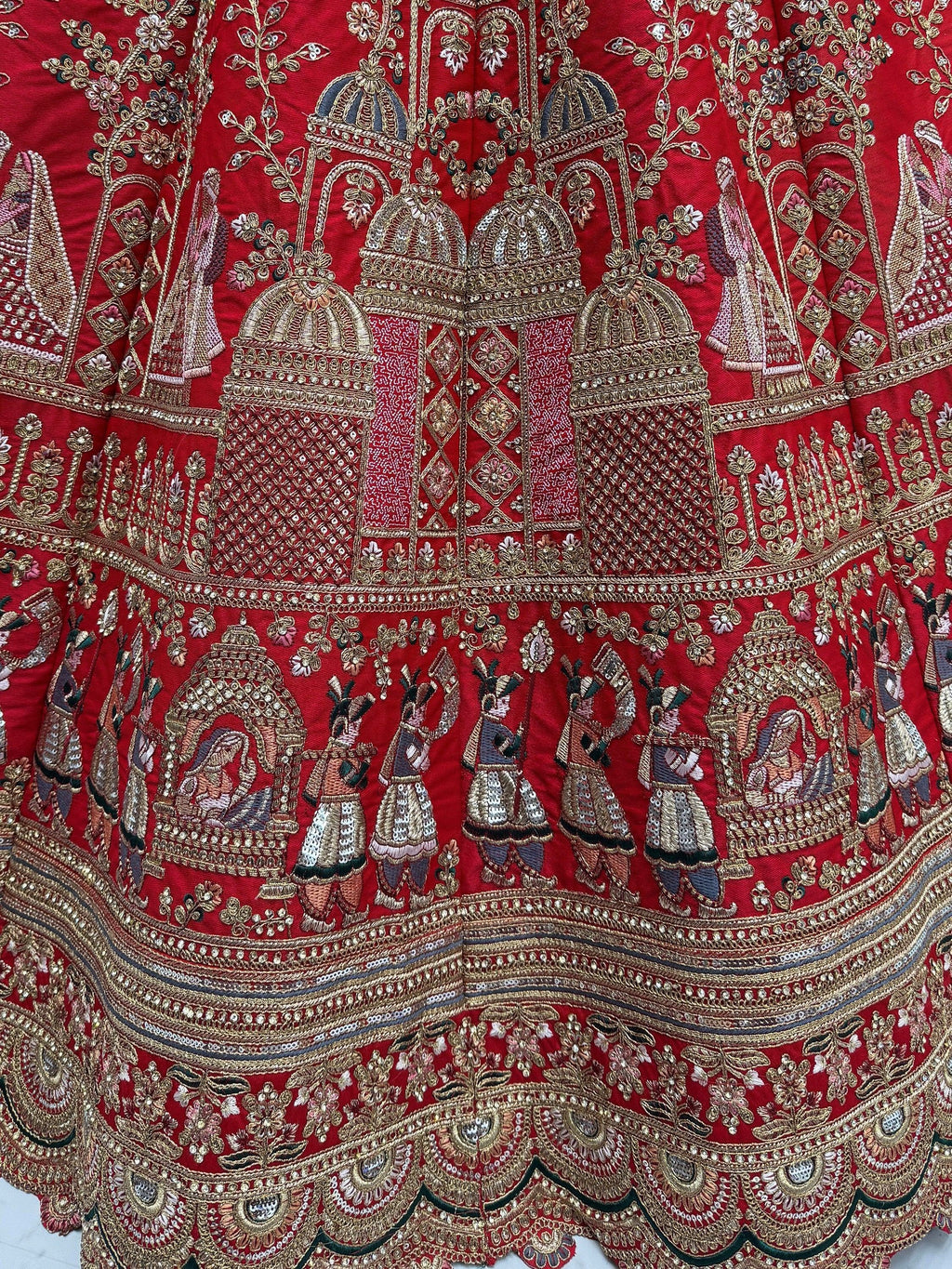 Red Graceful Embroidered Silk Bridal Lehenga Choli With Double Dupatta