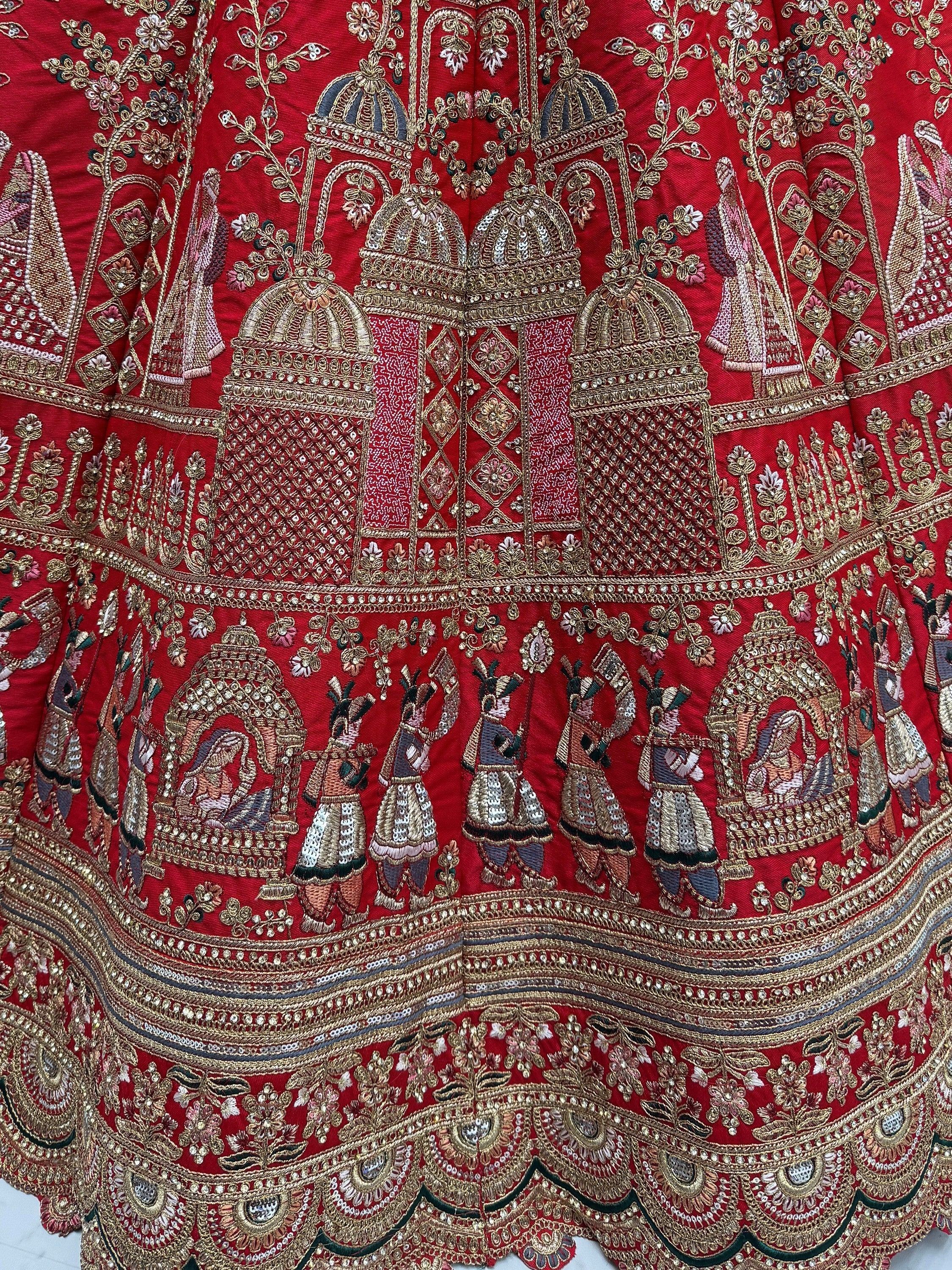 Red Graceful Embroidered Silk Bridal Lehenga Choli With Double Dupatta