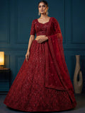 Maroon Attractive Sequins Net Engagement Wear Lehenga Choli
