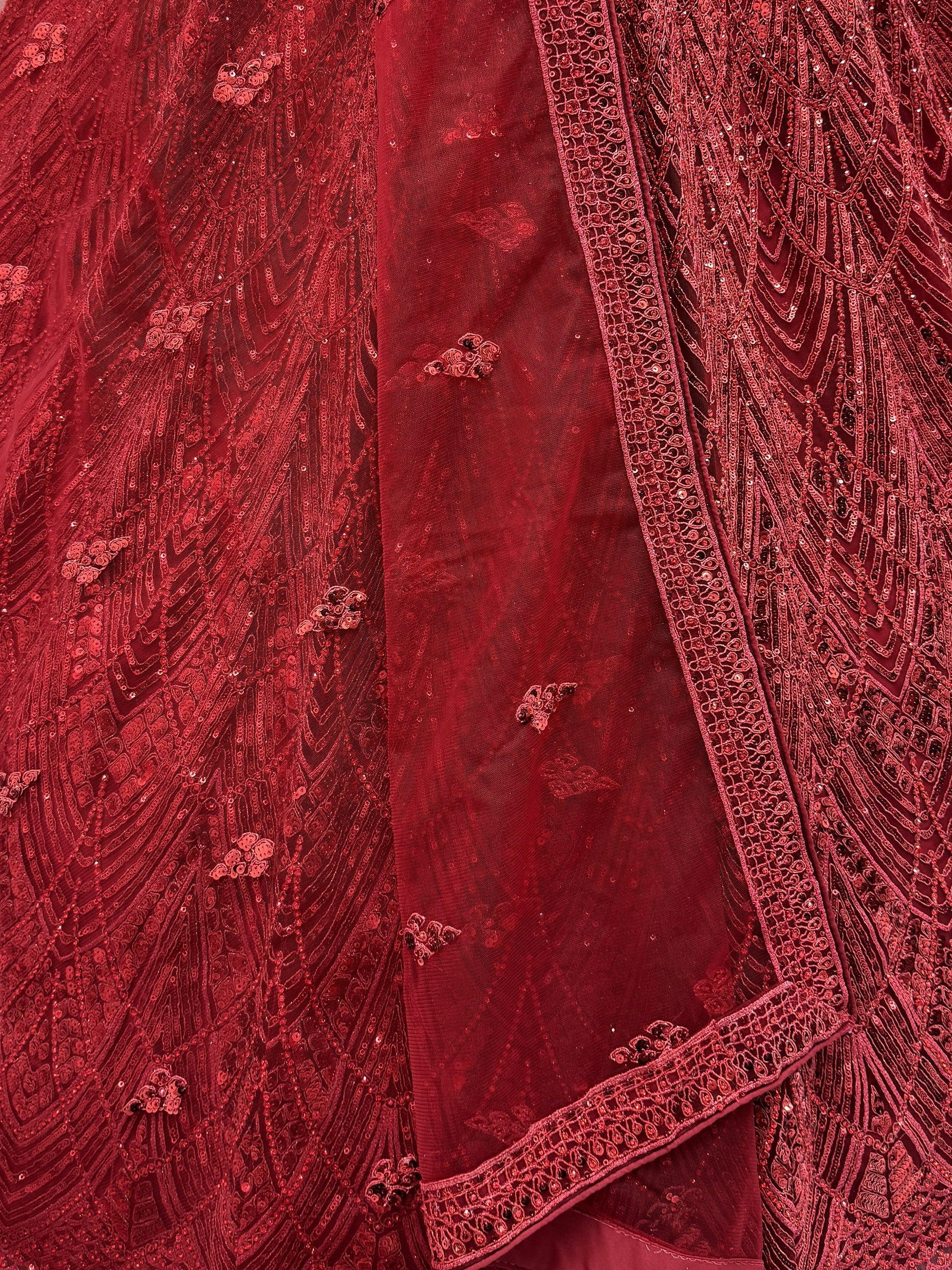 Maroon Attractive Sequins Net Engagement Wear Lehenga Choli