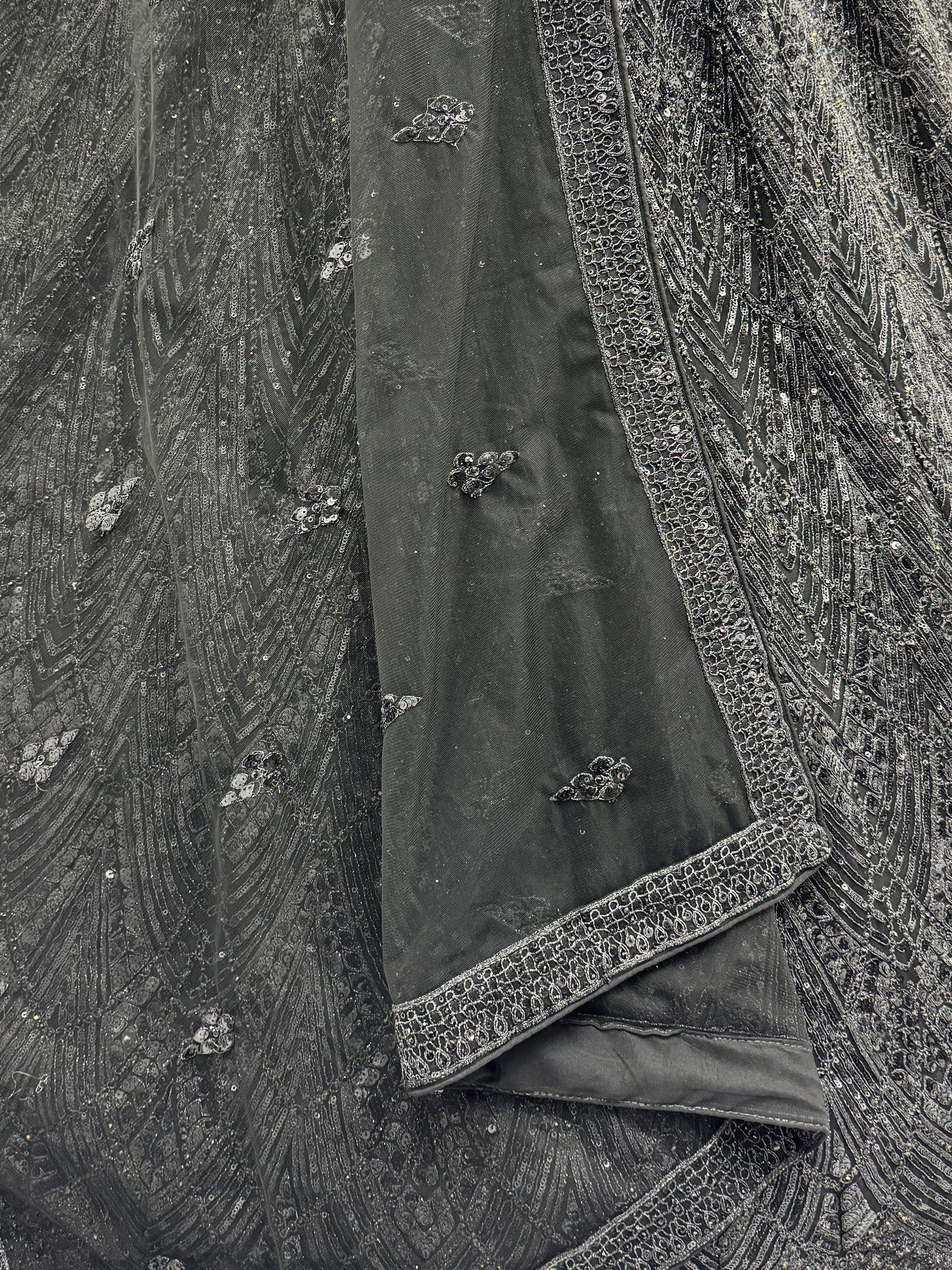 Black Attractive Sequins Net Engagement Wear Lehenga Choli