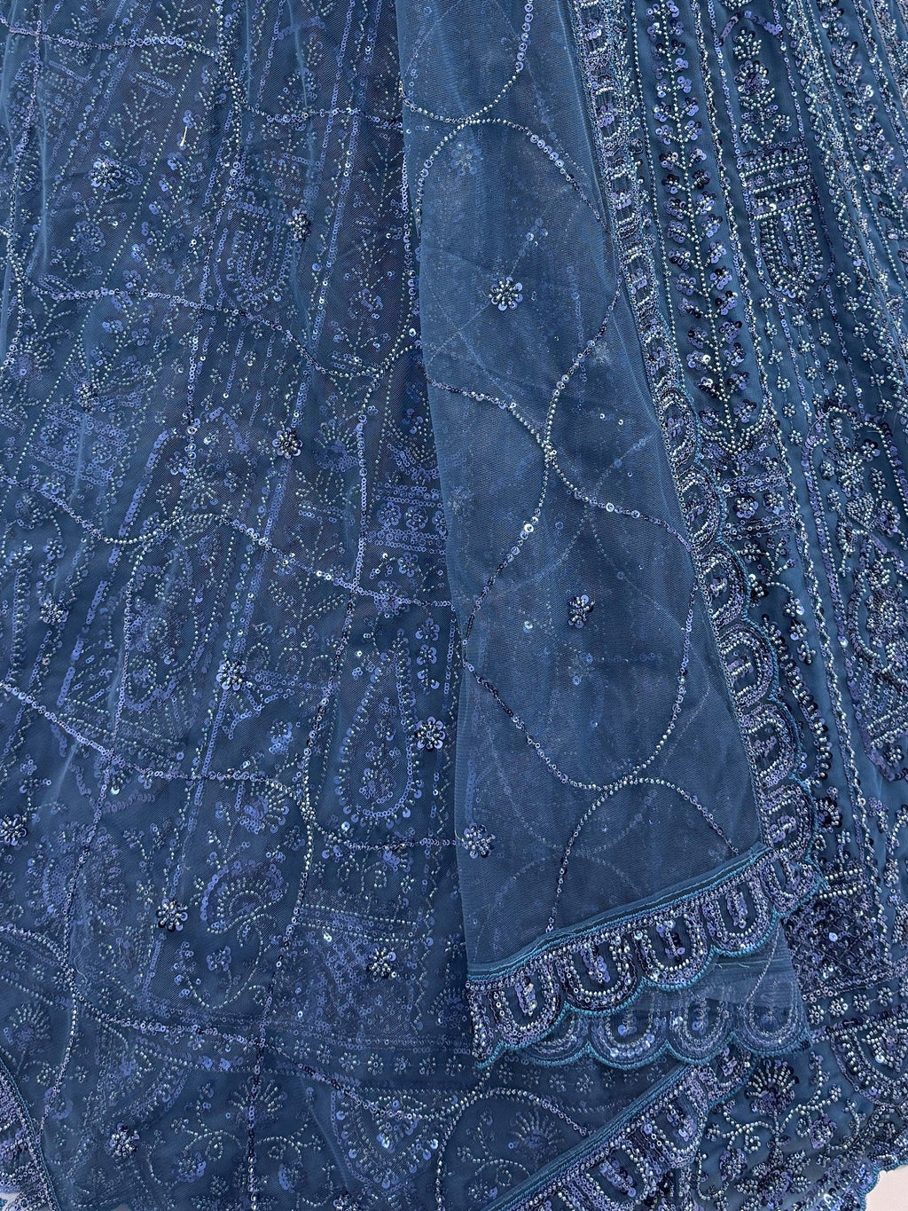 Beautiful Blue Beads Work Net Cocktail Party Wear Lehenga Choli