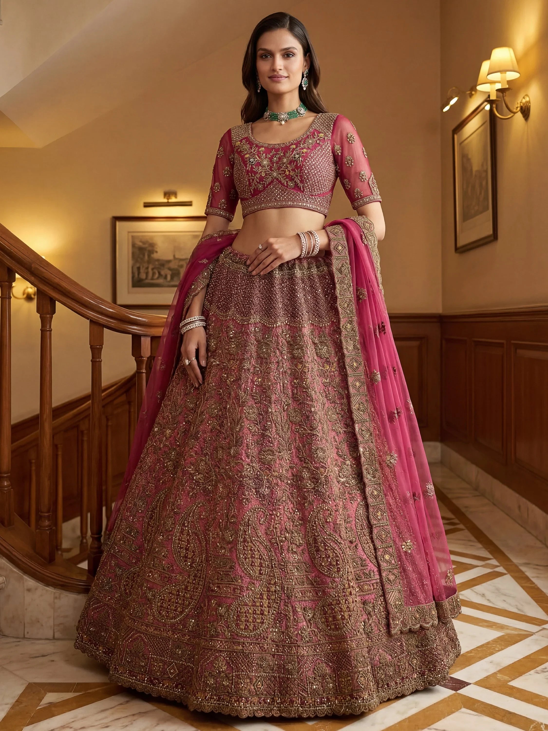 Royal Excellent Sequins Net Bridal Lehenga Choli With Dupatta