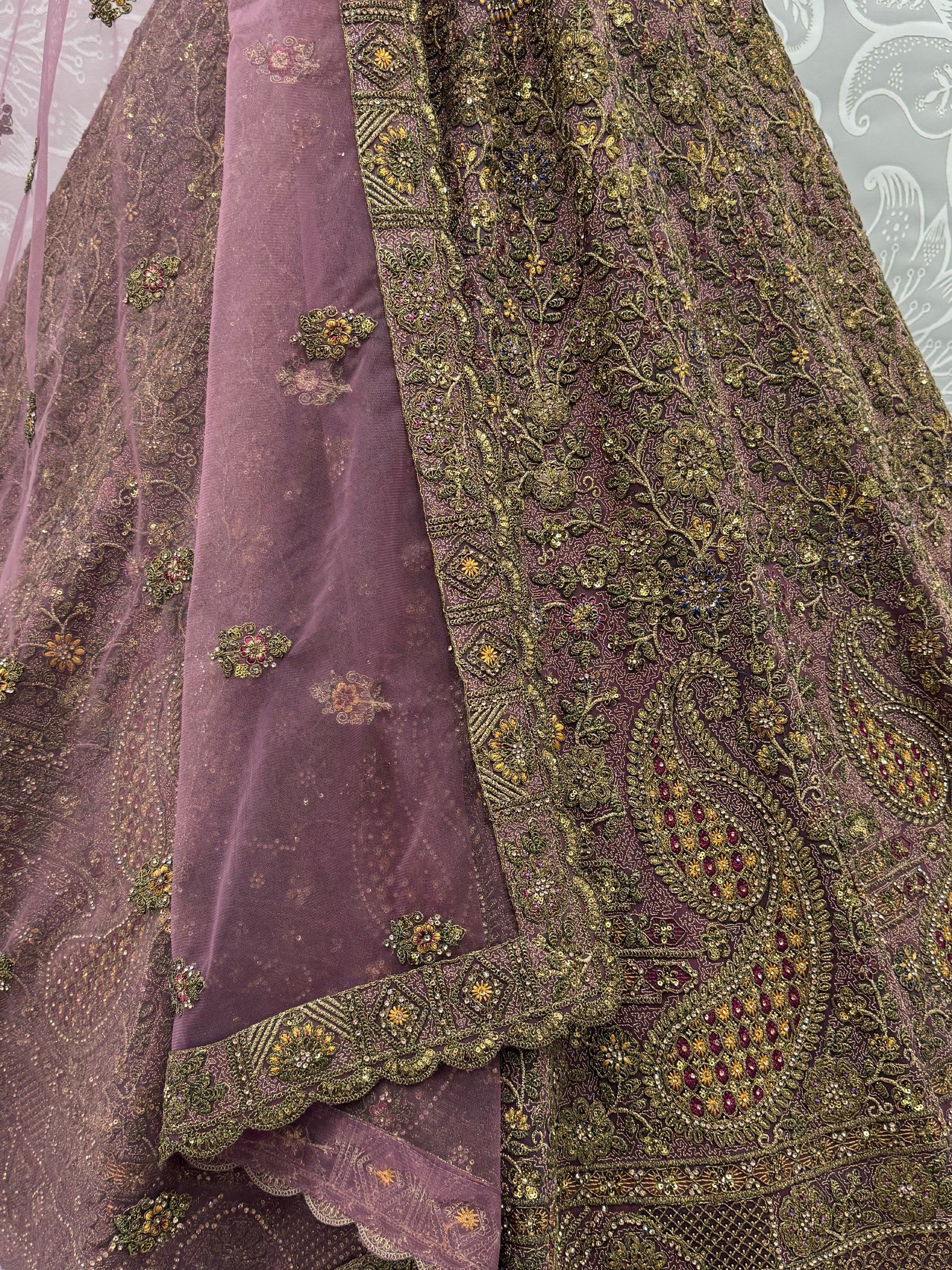 Mauve Excellent Sequins Net Bridal Lehenga Choli With Dupatta