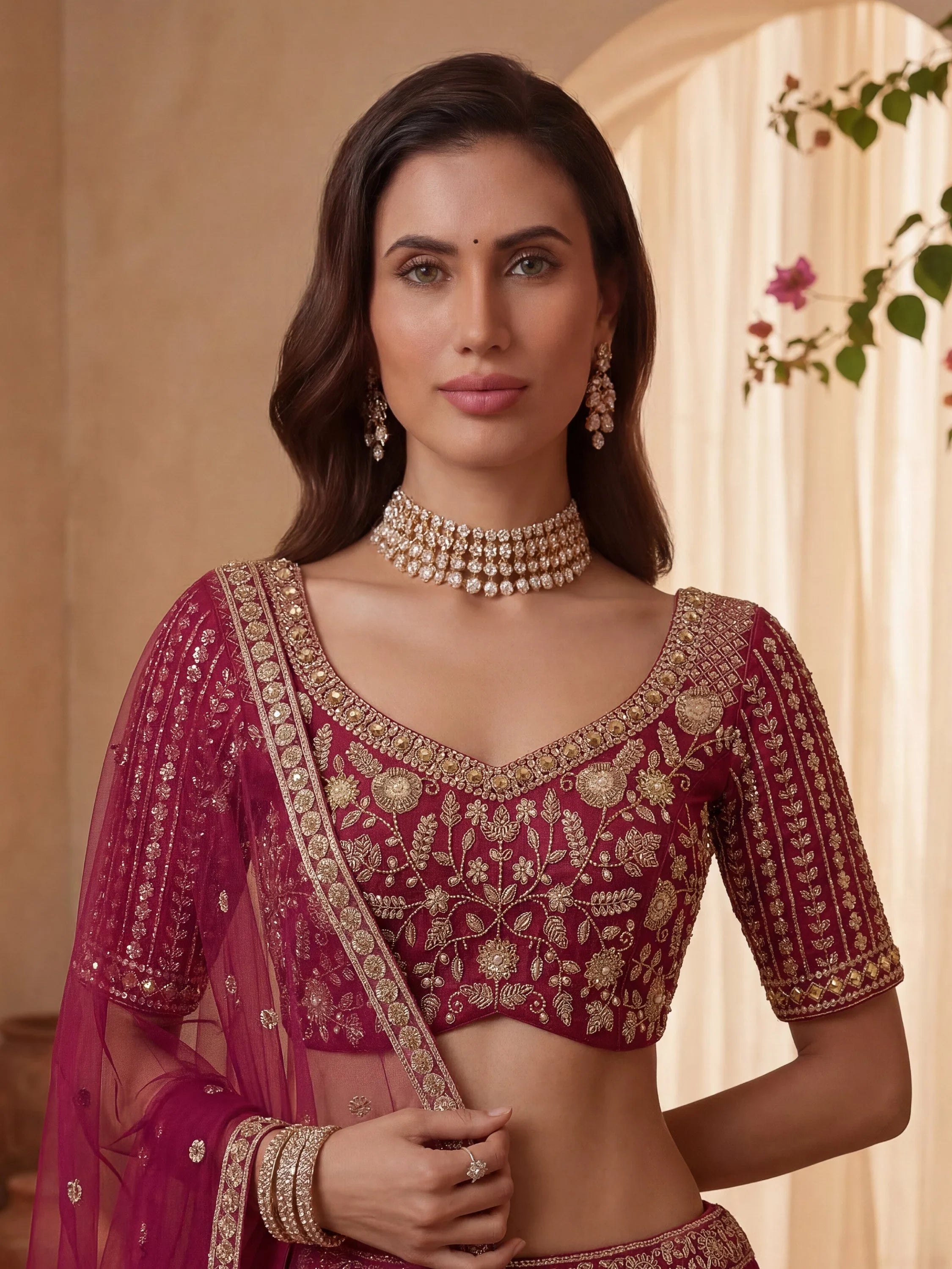 Pink Stylish Hand Work Bridal Lehenga Choli With Double Dupatta