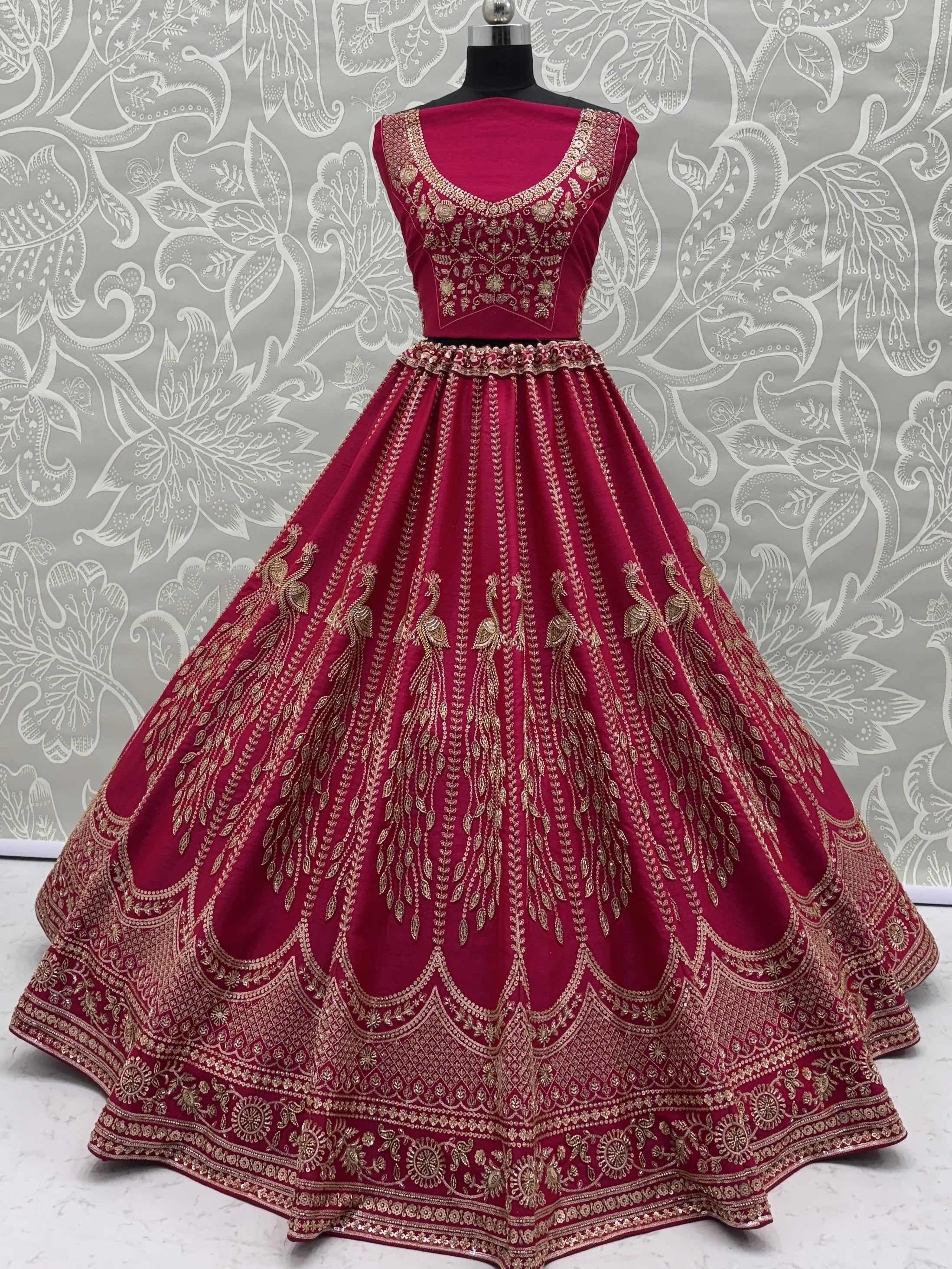 Pink Stylish Hand Work Bridal Lehenga Choli With Double Dupatta